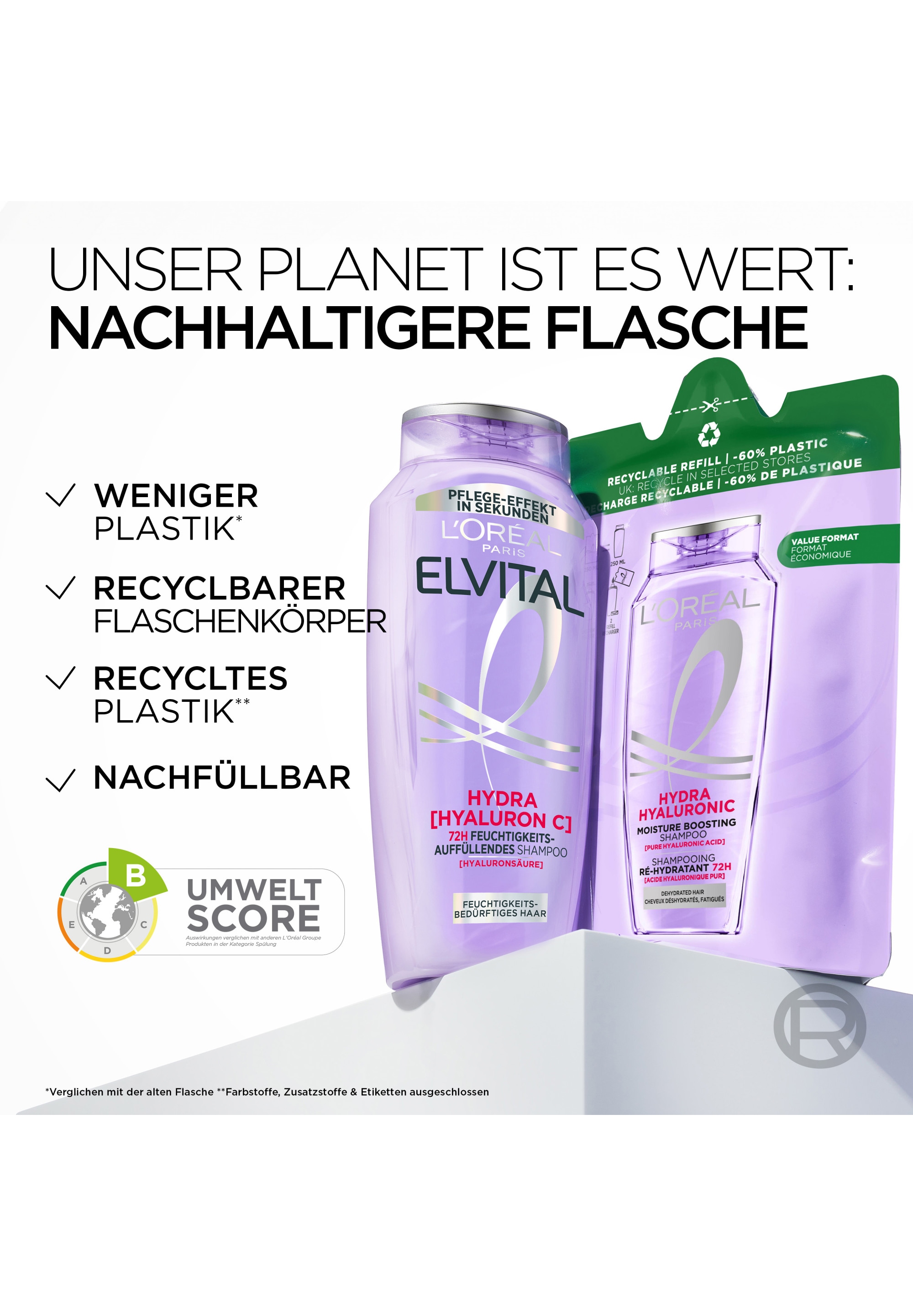 L'ORÉAL PARIS Haarshampoo »L'Oréal Paris Elvital Hydra [Hyaluronic] Shampoo (6er)«