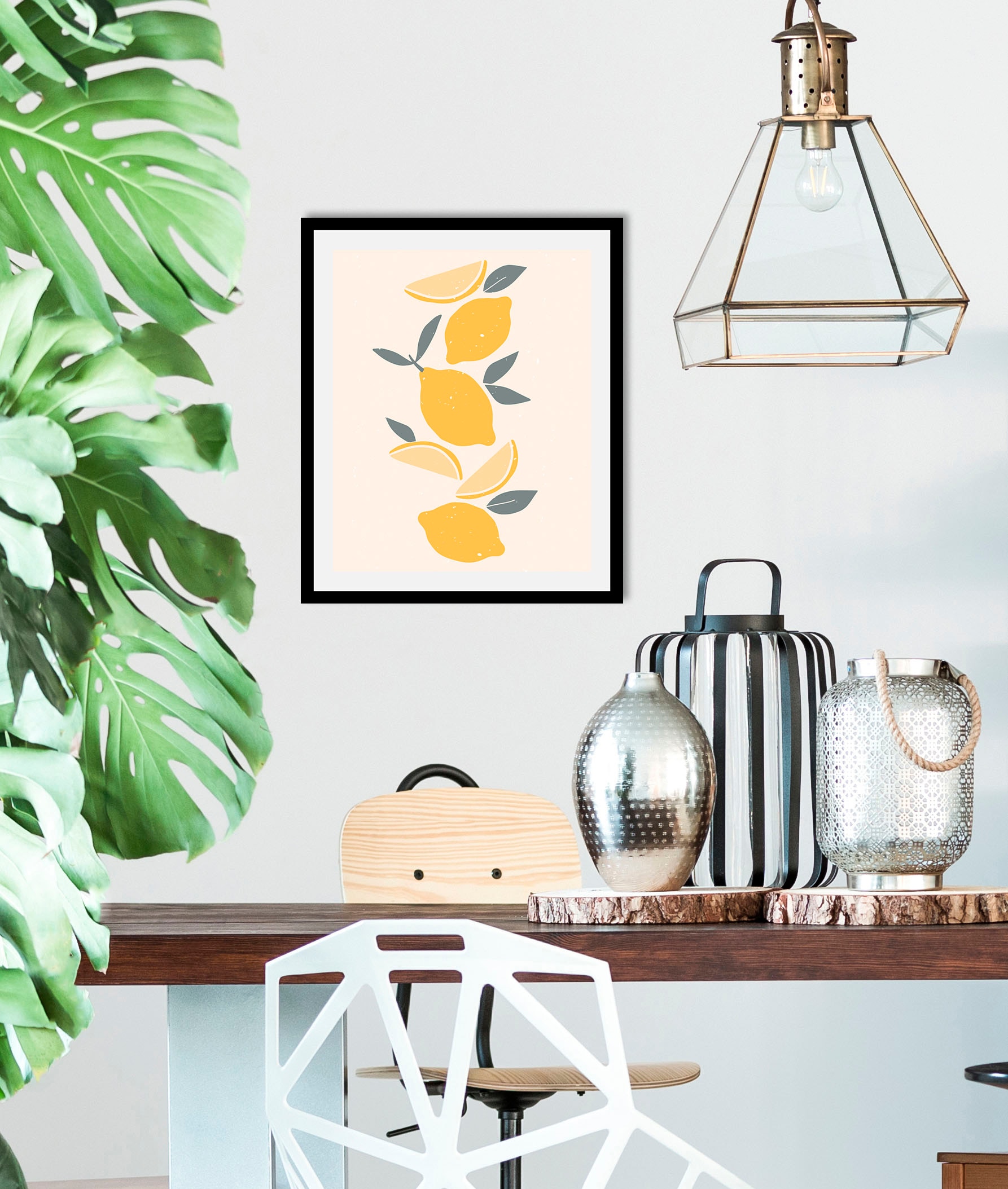 queence Bild »Zitronen«, Obst-Obst Bilder-Essen-Lebensmittel-Kunst, (1 St.), HD Premium Poster-Druck inkl. Holzrahmen