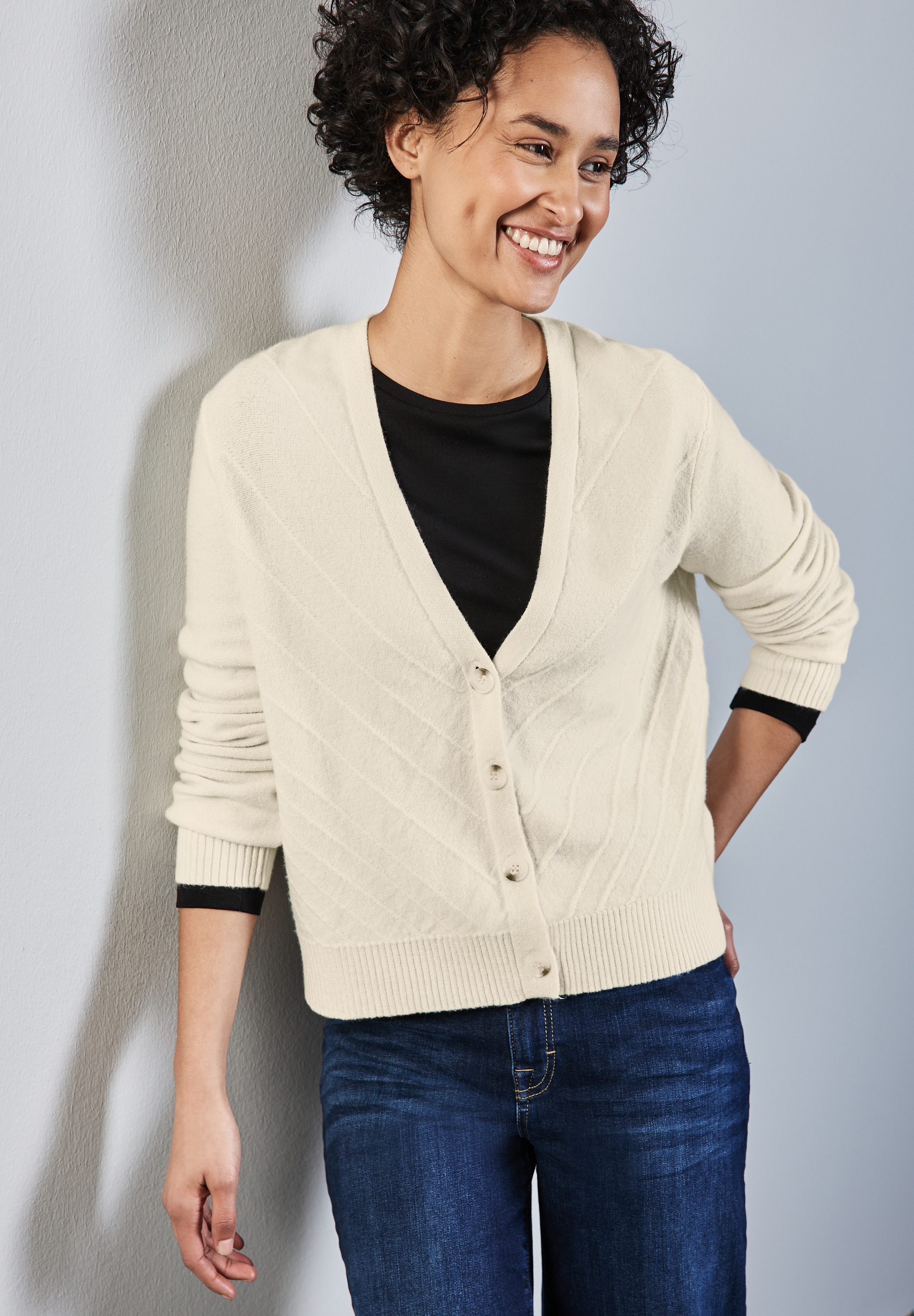 STREET ONE Cardigan aus softem Materialmix