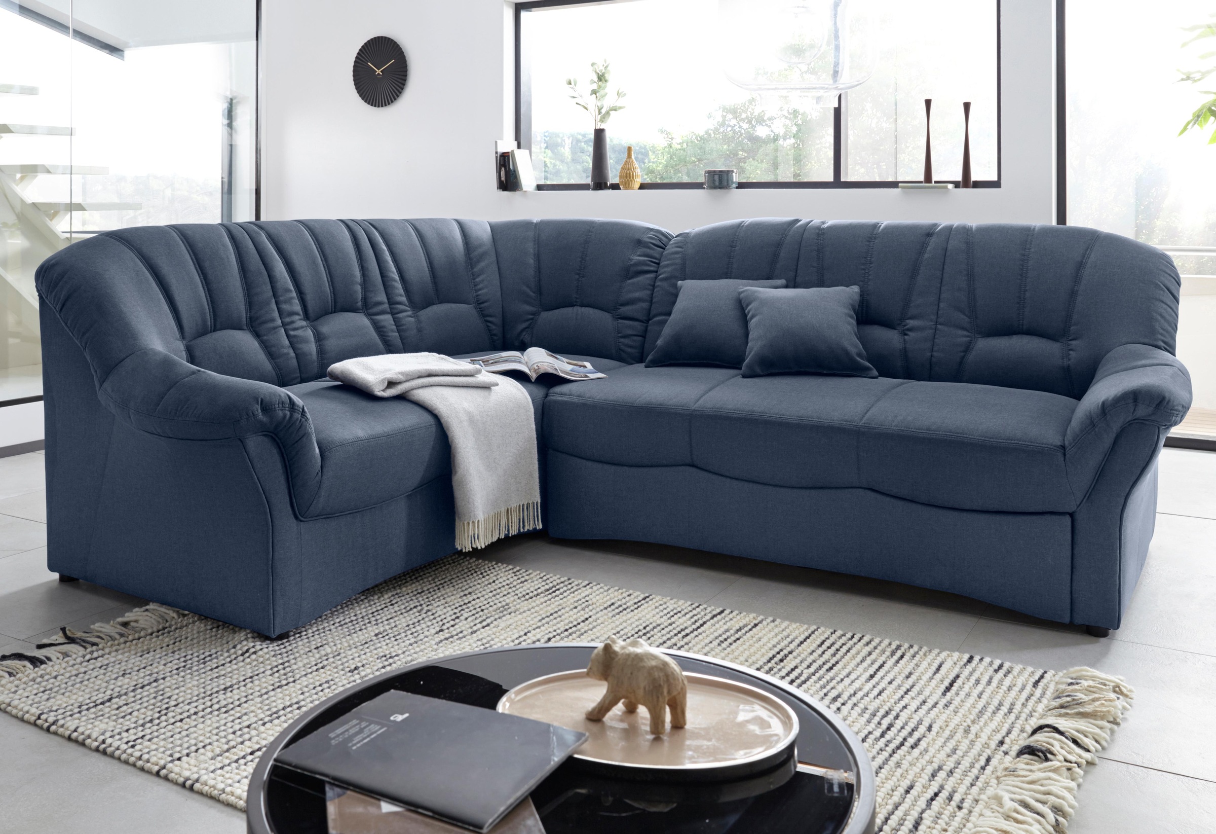 DOMO collection Ecksofa "Bahia, zeitlos und elegant, bequeme Armlehnen, L-F günstig online kaufen