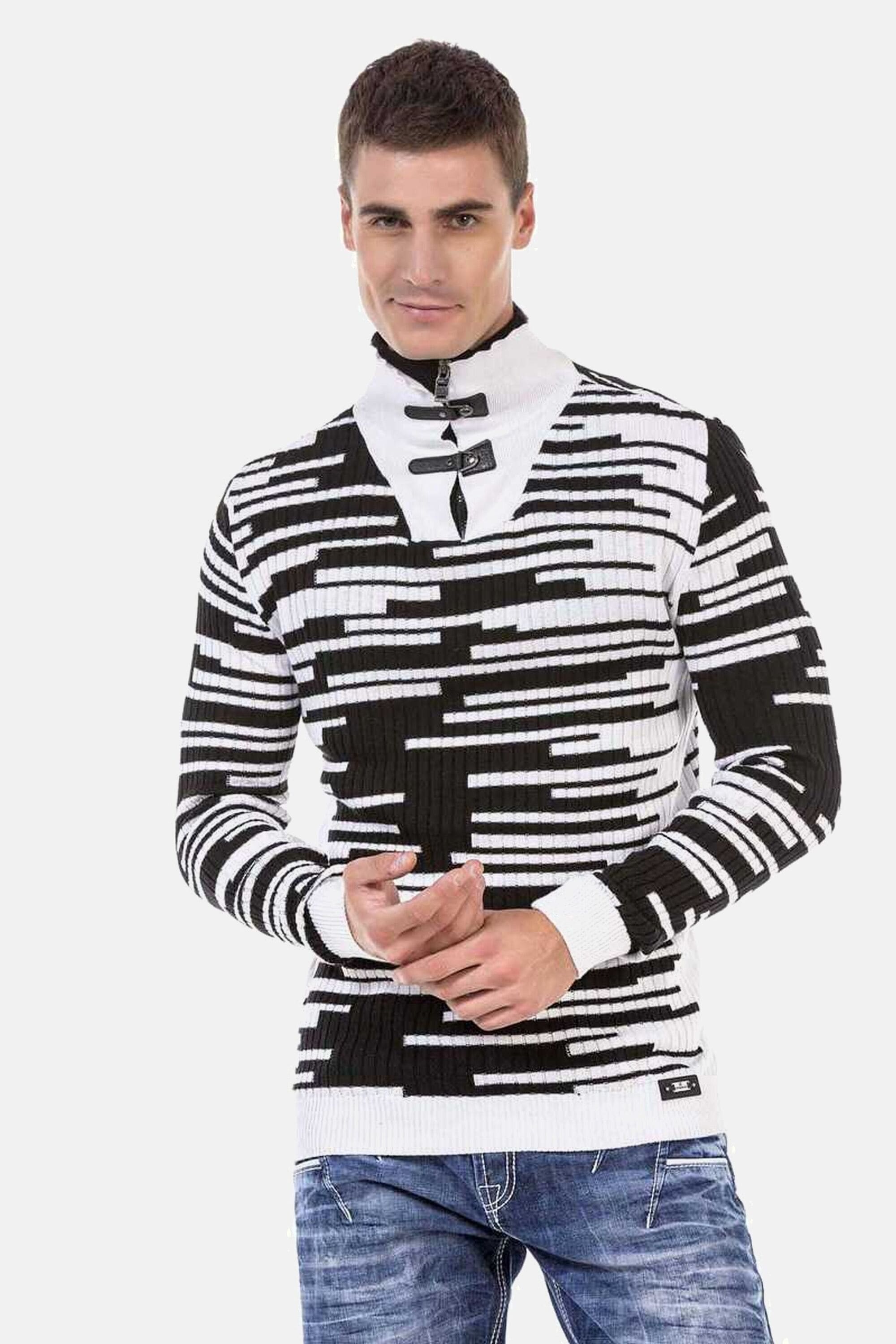 Cipo & Baxx Stehkragenpullover "Pullover", mit Schnallenverschluss, CP245