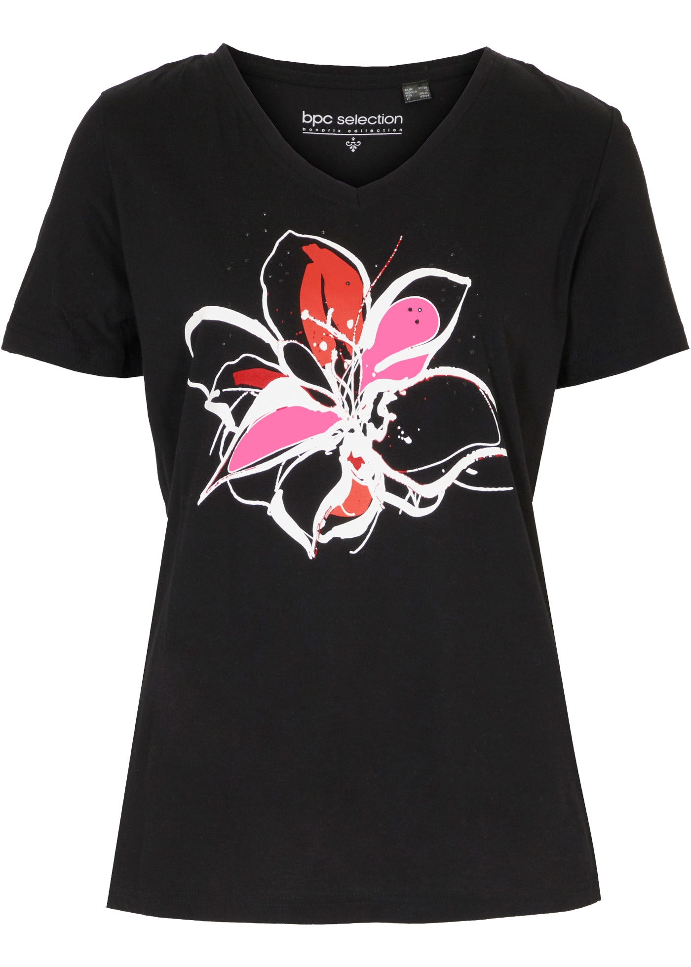 bonprix T-Shirt aus Baumwolle, mit floralem Druck, Kurzarm-Design