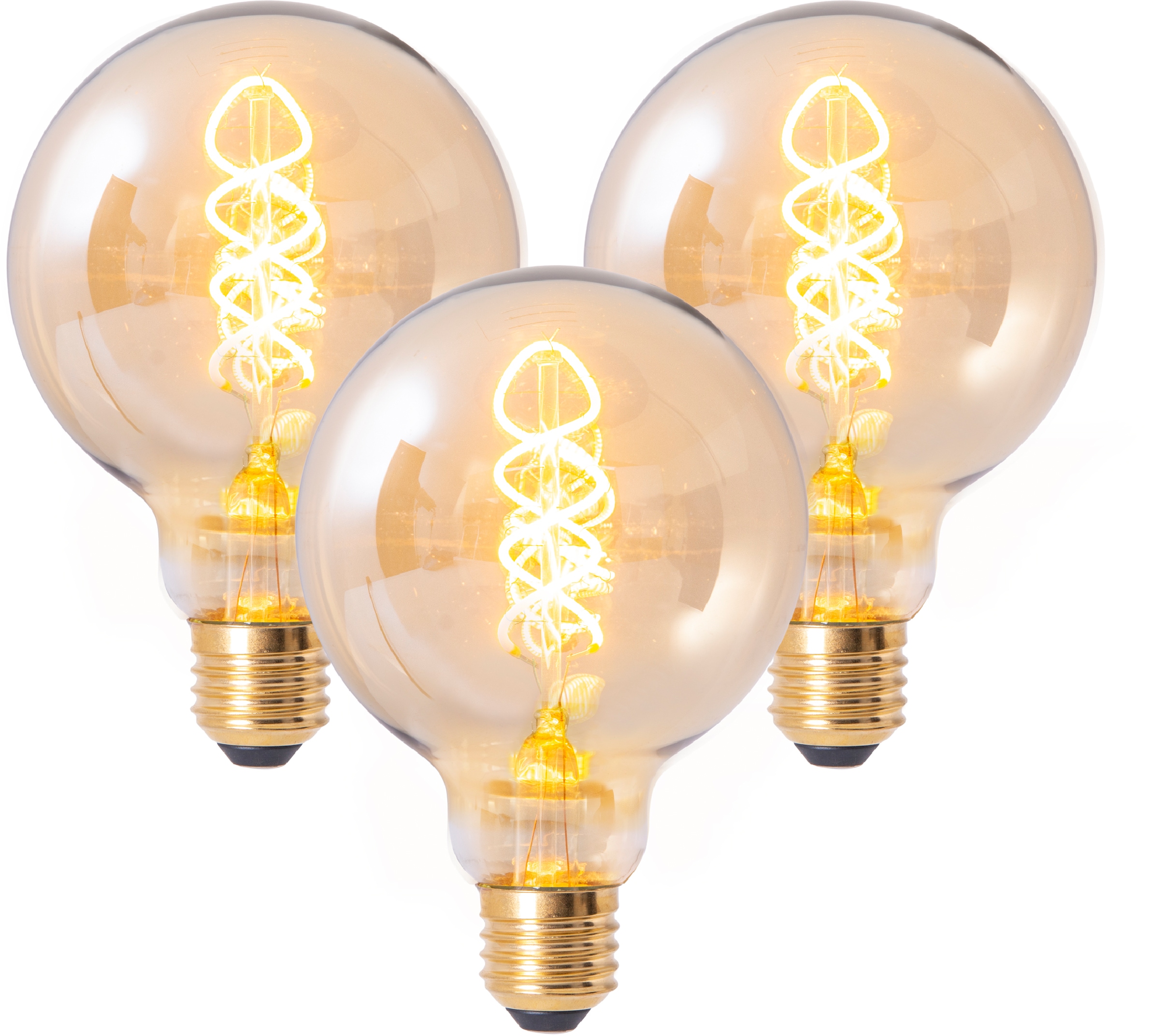 näve LED-Leuchtmittel »Dilly«, E27, 3 St., Warmweiß, Retro Ø 9,5cm Filament, 3er Set, 4W LED, dimmbar, 1800 Kelvin