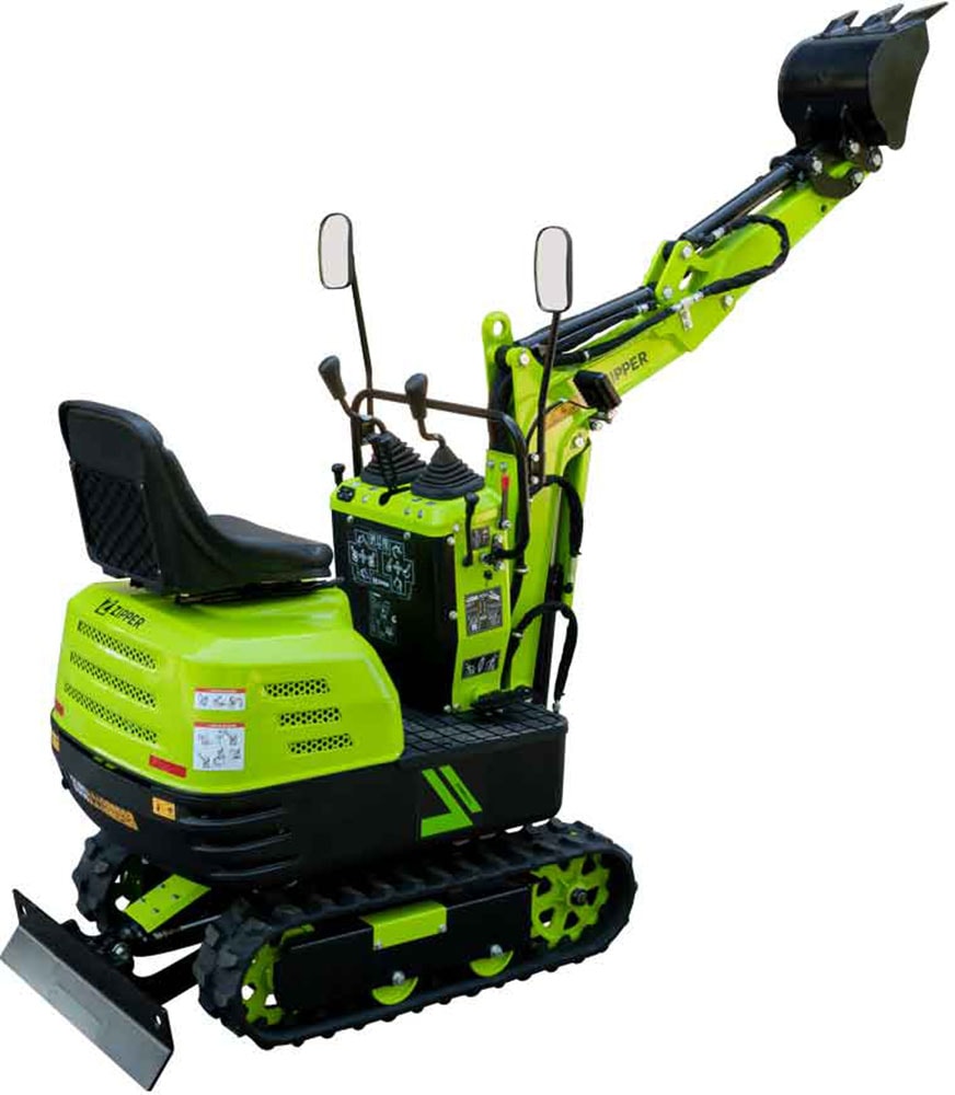 ZIPPER Minibagger Set,  6,3 kW Benzinmotor mit Elektrostarter