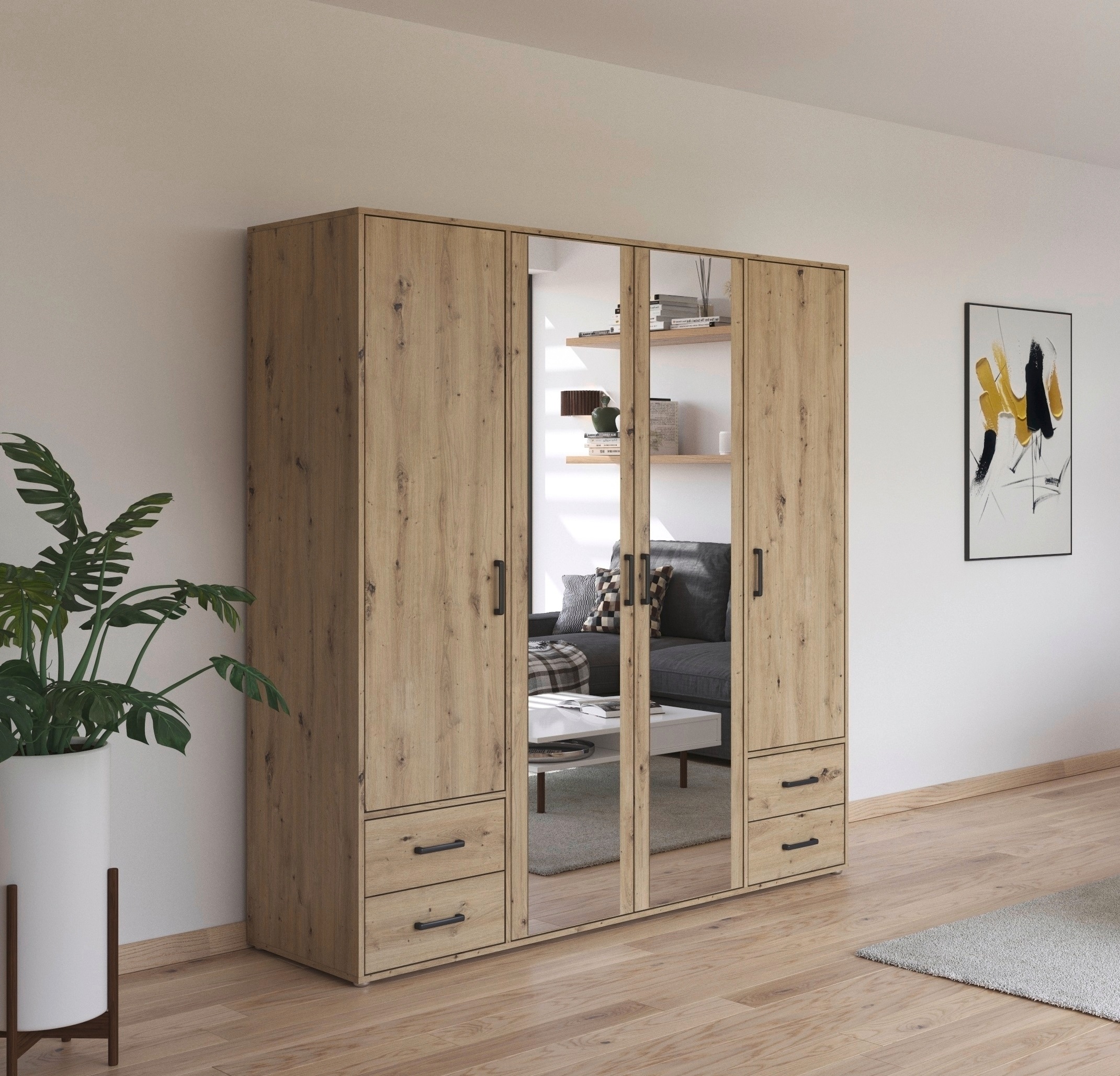 Thumbnail - rauch Drehtürenschrank "Kleiderschrank Schrank Garderobe Wäscheschrank VOYAGER", (in 3 verschiedenen Ausstattungen BASIC...