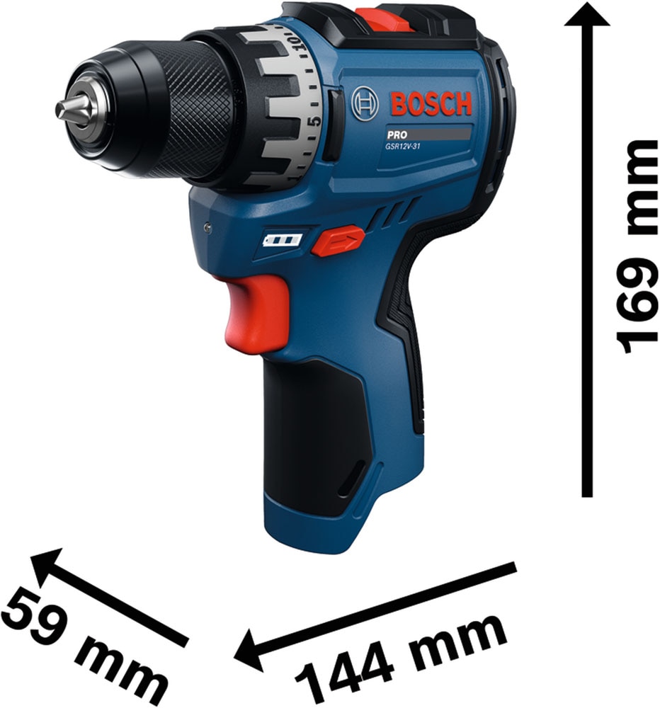 Bosch Professional Akku-Schrauber »GSR12V-31, 2x GBA12V-20, Schrauberbit-Set, in Werkzeugtasche« Set,  Inkl. Akku und Ladegerät