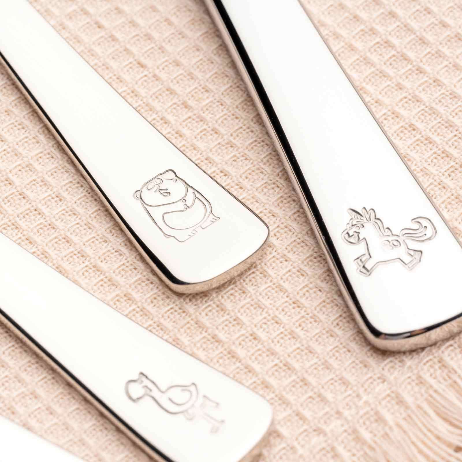 LEONARDO Kinderbesteck »Kinderbesteck Bambini 4er Set silber« Ideal für den Alltag, spülmaschinengeeignet,