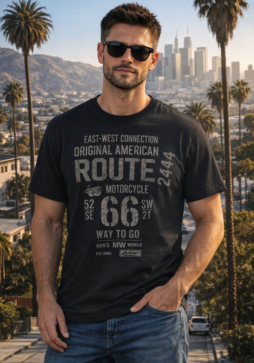 Mans World Rundhalsshirt kurzärmelig, lässige Passform, bedruckt, Rundhalsausschnitt