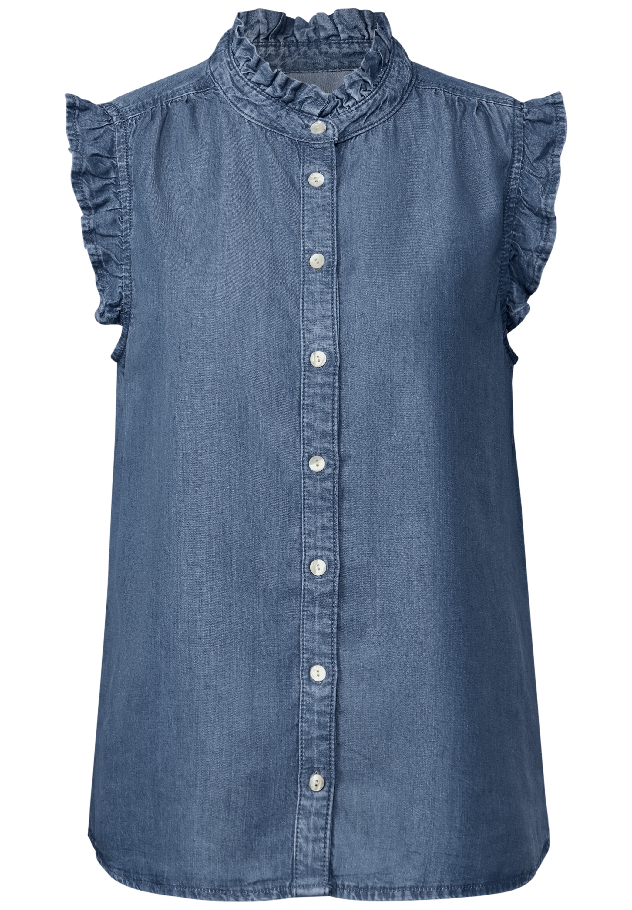 STREET ONE STUDIO Kurzarmbluse, in Denim-Optik