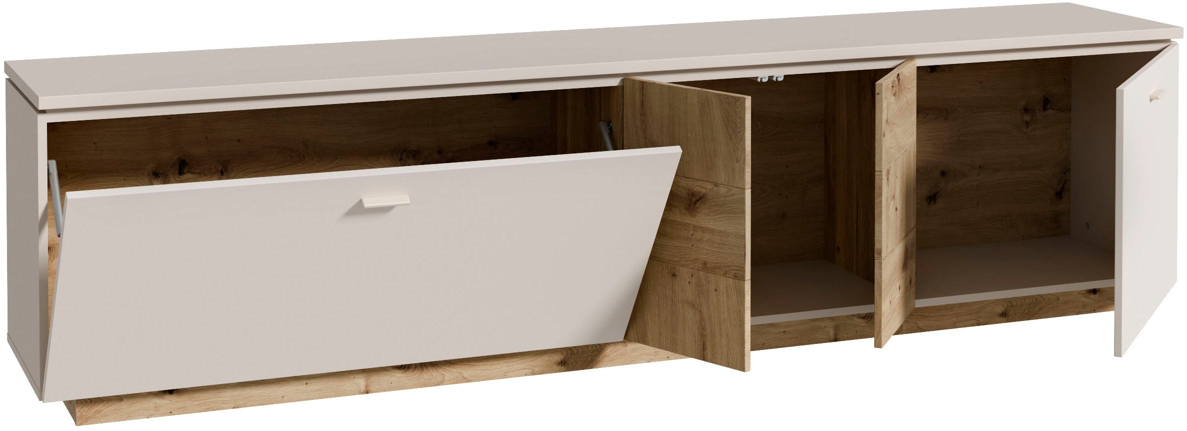 FORTE Lowboard »LouotoTV-Board, TV-Schrank«, TV Board, Metallgriffe, Stauraum, Soft Close, Breite 224,8cm