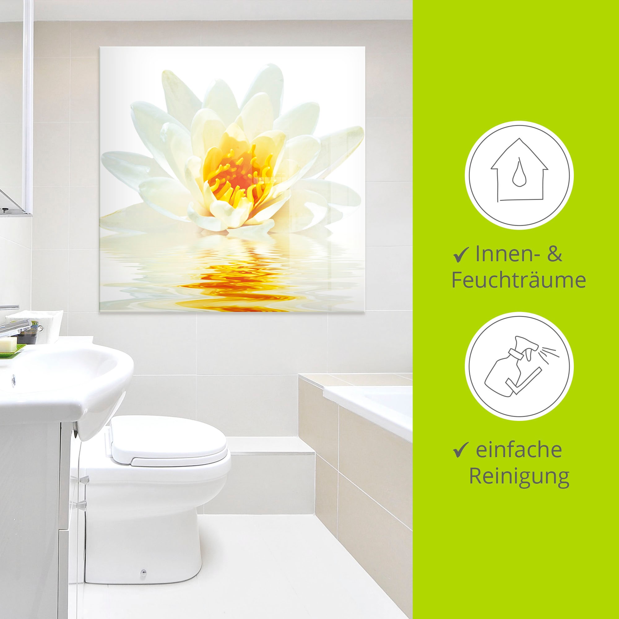 Artland Glasbild »Lotusblume schwimmt im Wasser«, Blumen, (1 St.), in verschiedenen Größen