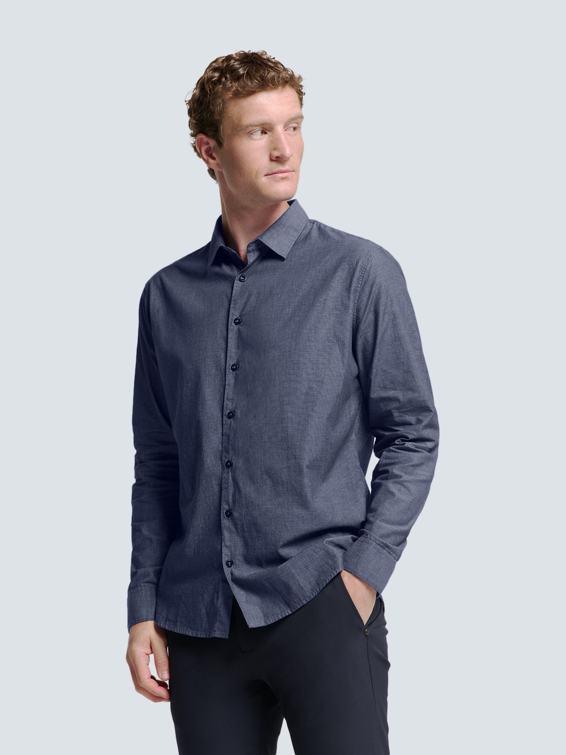 NO EXCESS Herren Langarmhemd "No Excess Oxford-Hemd von Timeless Basics Shirt 2 Coloured"dunkelblau, Gr. M, 97% Baumwolle, 3% Elasthan, Hemden