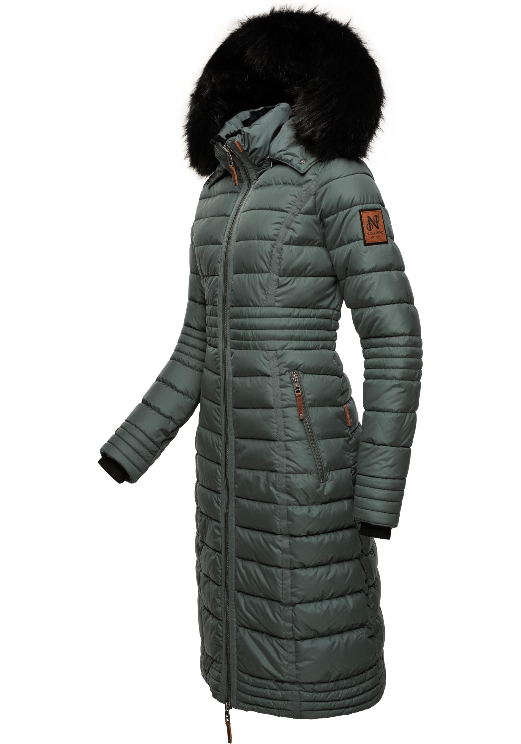 Navahoo Wintermantel "Umay" langer Damen Winter Steppmantel mit Kunstfellka günstig online kaufen