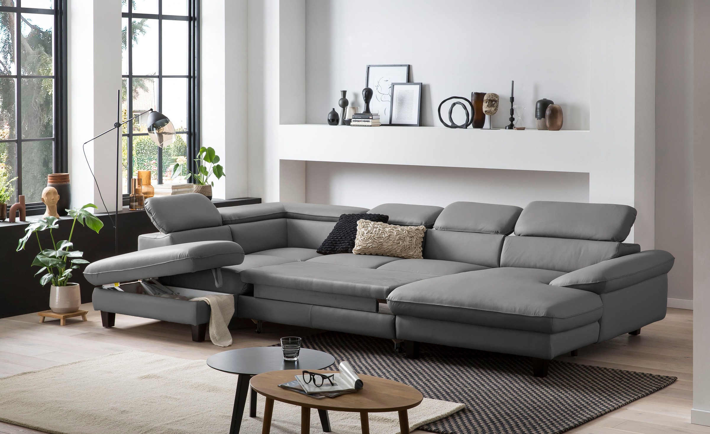 Home affaire Wohnlandschaft »Pilot U-Form«, mit Kopfteilverstellung, wahlweise mit Bettfunktion & Bettkasten