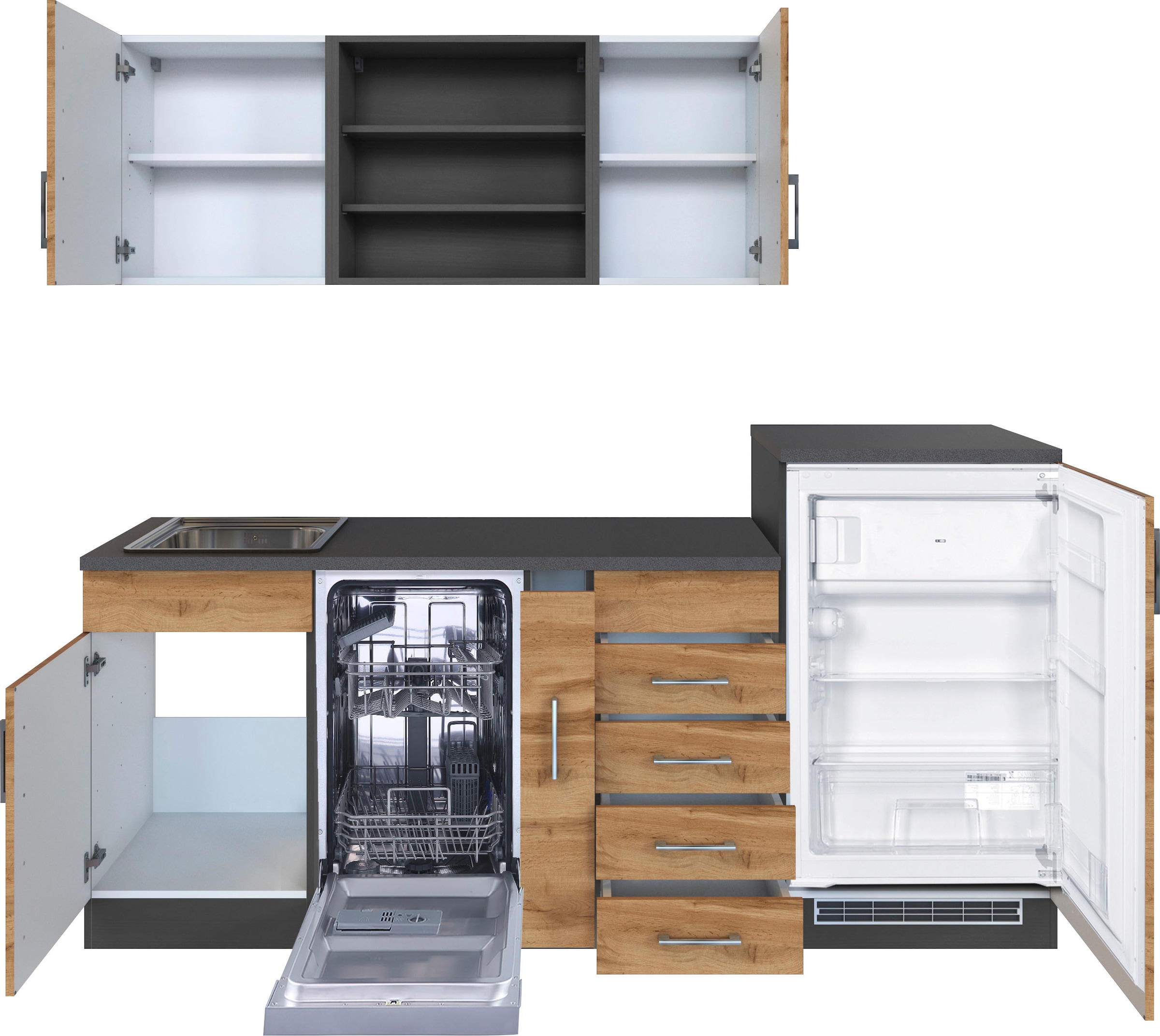 KOCHSTATION Küche »KS-Mali« Breite 210 cm, mit E-Geräten