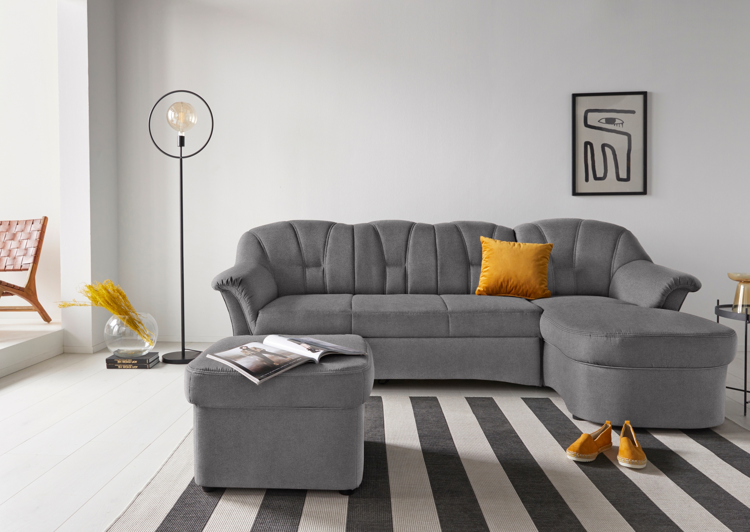 DOMO collection Ecksofa "Papenburg, zeitlose Rückensteppung, elegante Forme günstig online kaufen