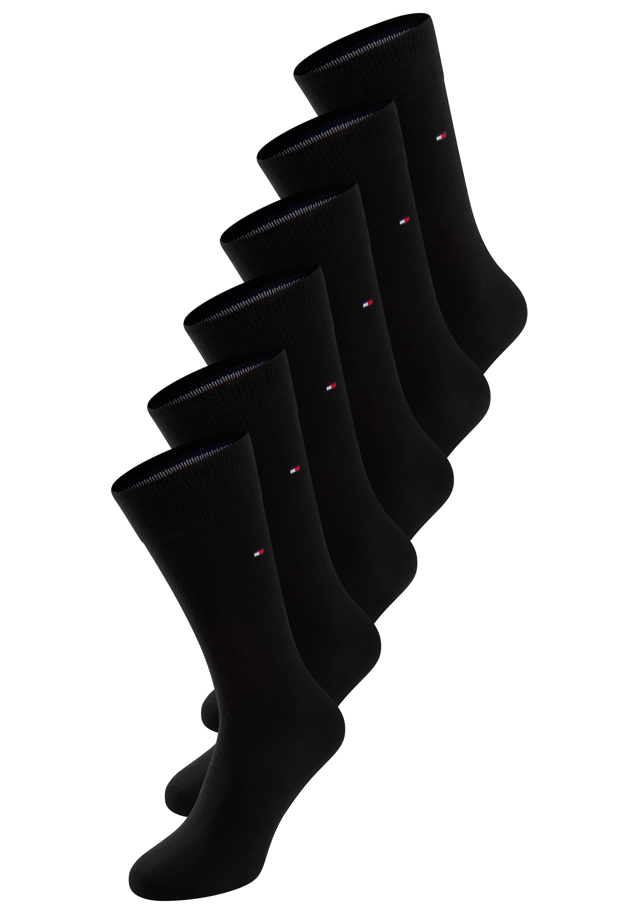 Tommy Hilfiger Socken »TH MEN SOCK 6P ECOM«, (Packung, 6 Paar, 6 Paar), Gekämmte Baumwolle, atmungsaktiv, druckfreier Bund