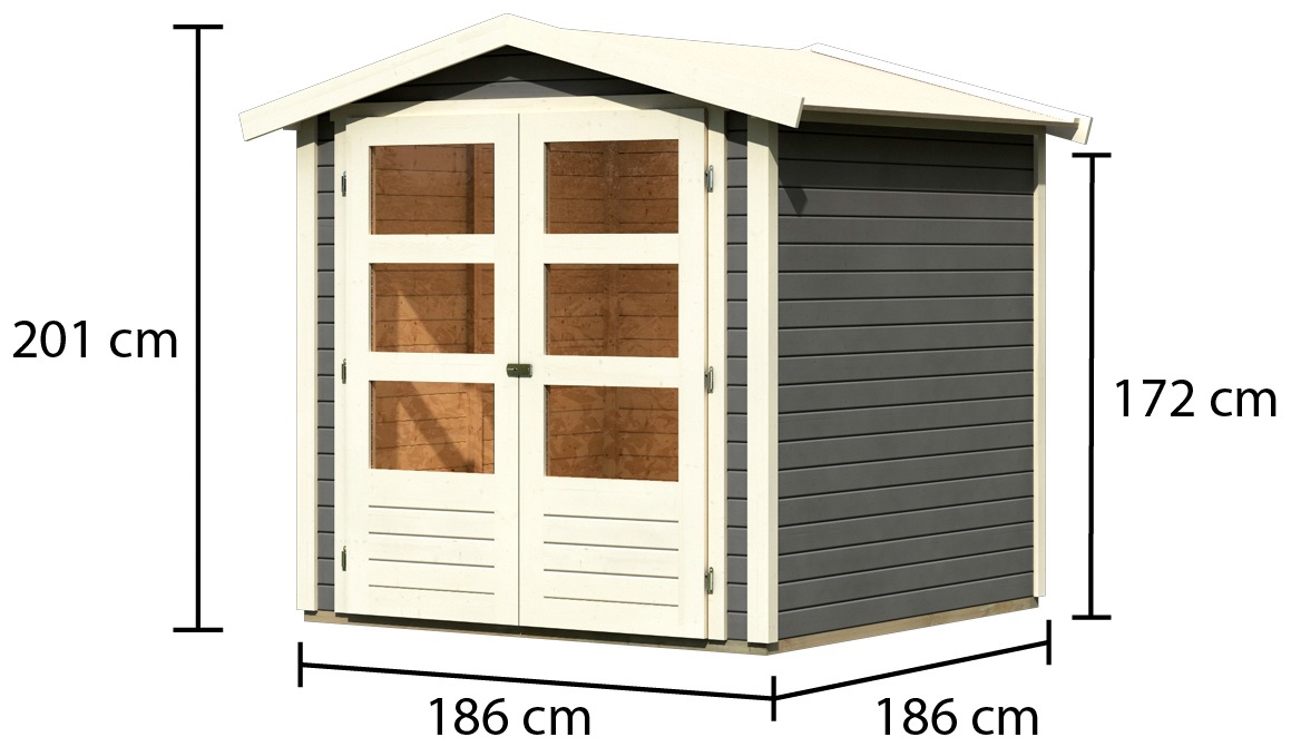 Karibu Gartenhaus »Amberg 2«, (Set), anthrazit, naturbelassen oder terragrau