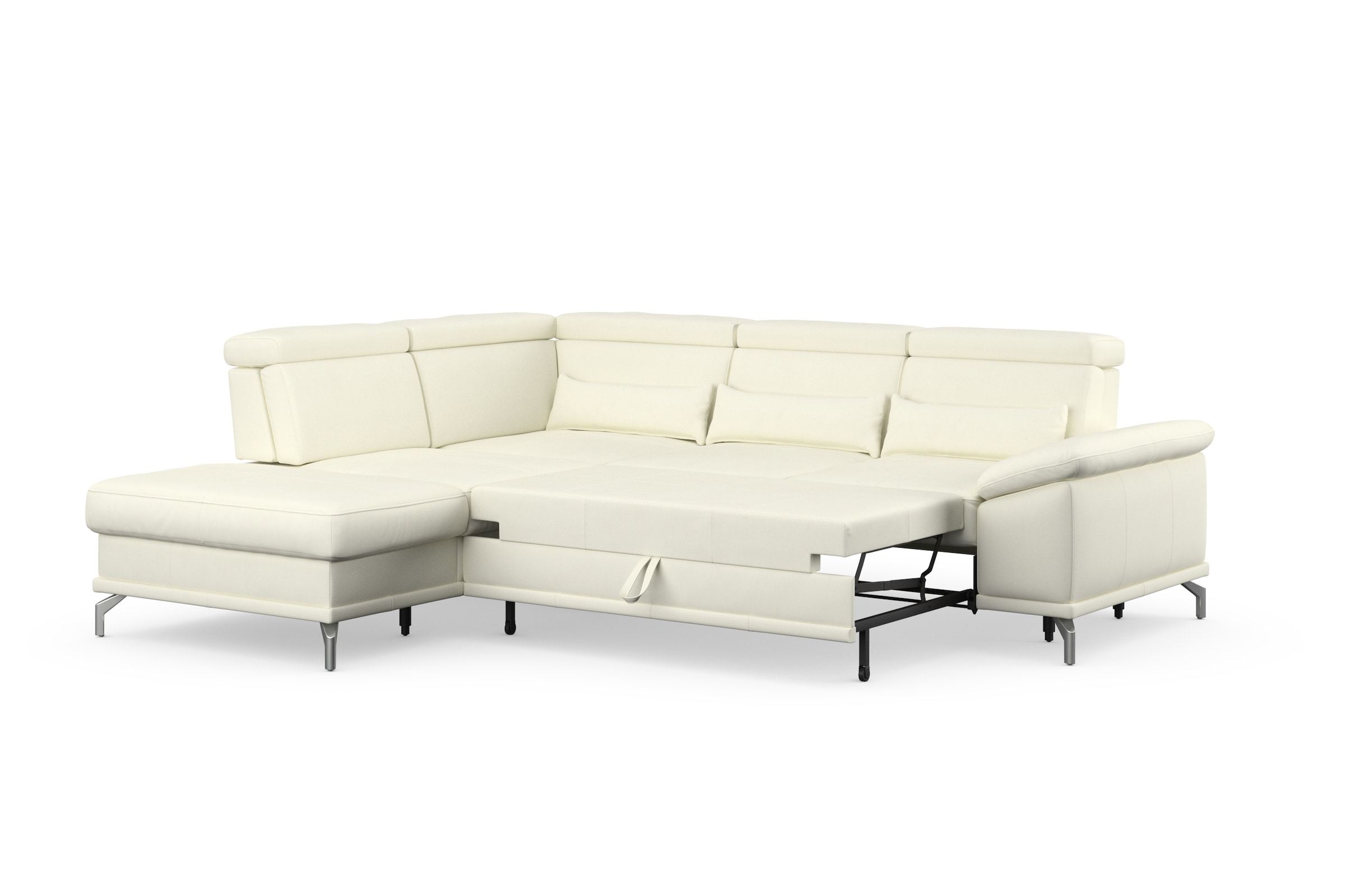 sit&more Ecksofa »Cabrio L-Form, mit Sitztiefenverstellung, Arm- und Kopfteilverstellung«, 3 Nierenkissen, Federkern, optional Bettfunktion und Stauraum