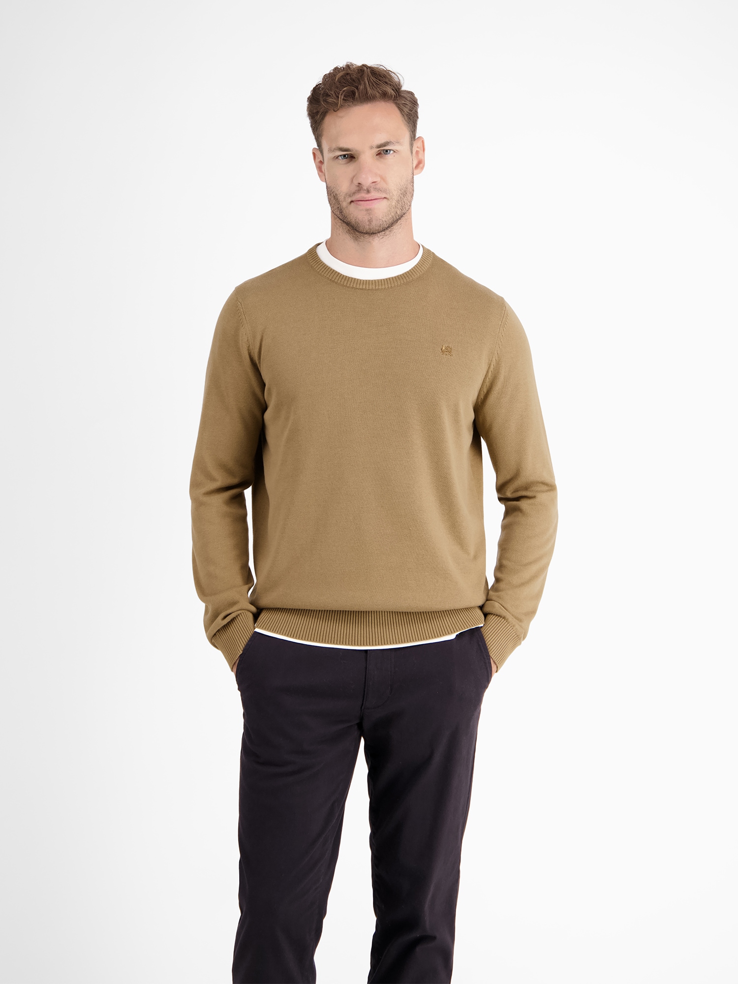 LERROS Strickpullover "Herren Strickpullover aus Baumwolle mit Crewneck Ausschnitt" Weicher Strick-Pullover, Rundhalsausschnitt, lange Ärmel, pflegeleicht