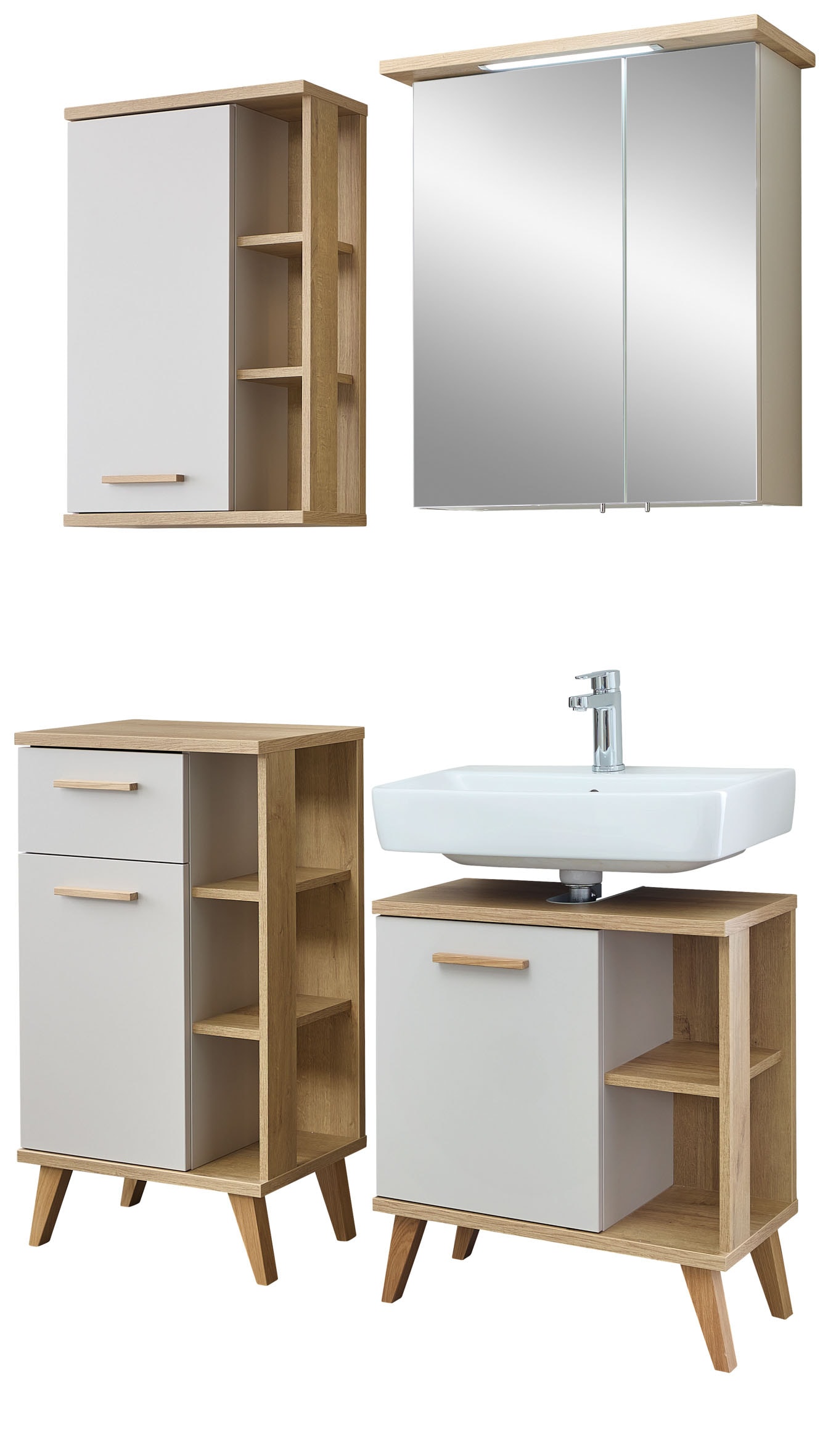 Saphir Badmöbel-Set "4-teilig, mit Soft-Close Türen" Set, 4 Stk. tlg.