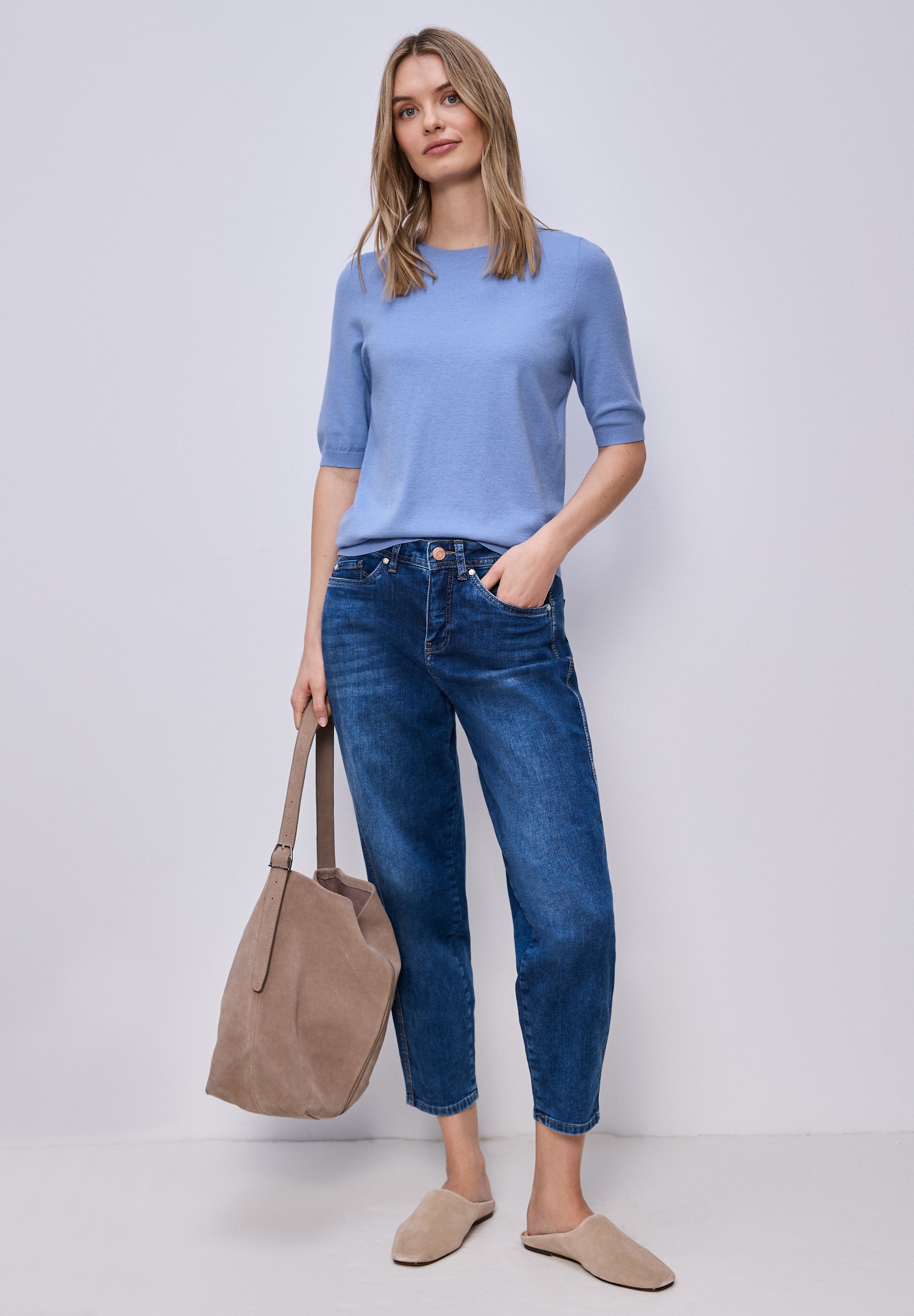 STREET ONE 3/4 Arm-Pullover in Unifarbe