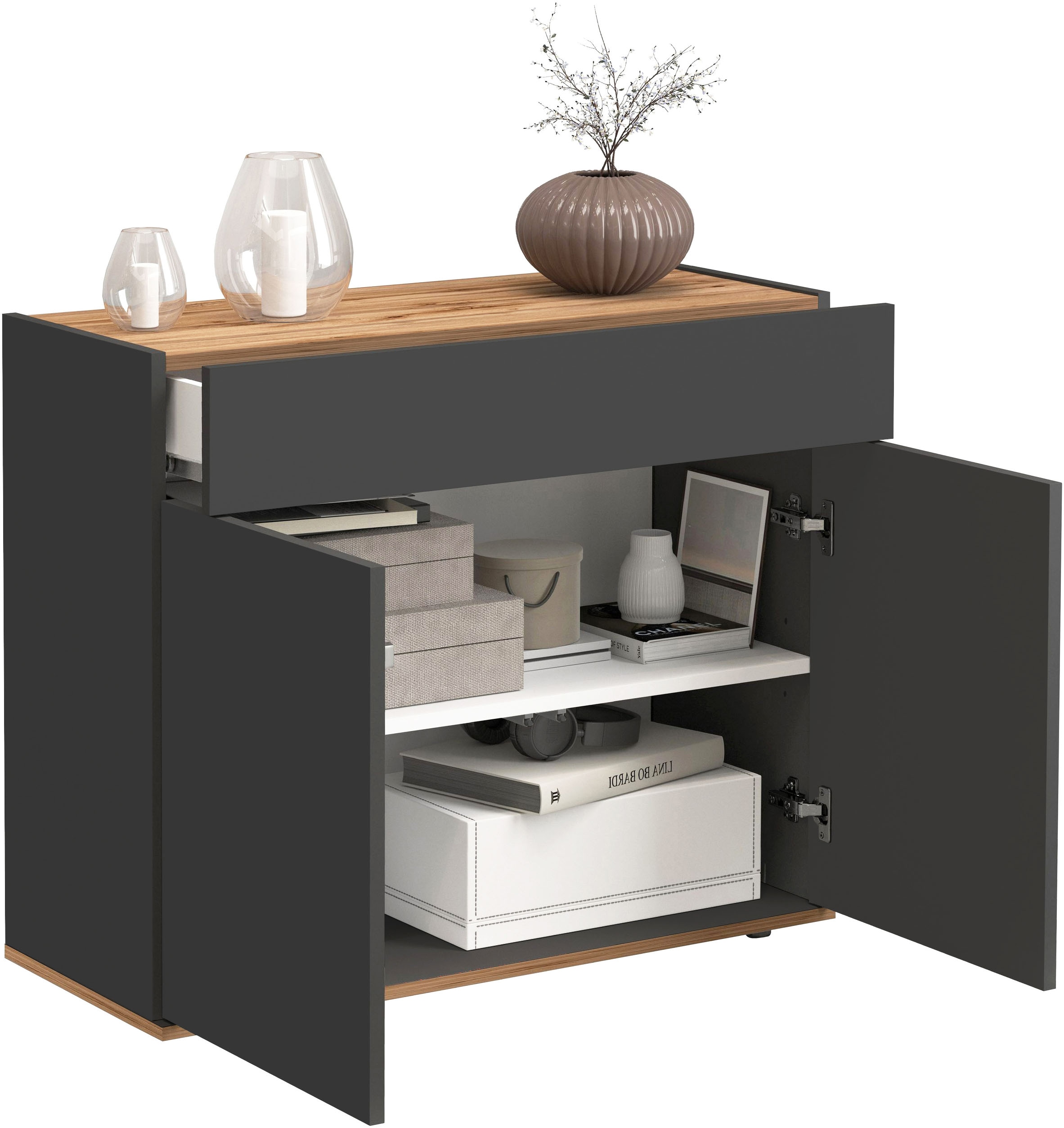 INOSIGN Sideboard »Garda, Kommode, Schrank, Kredenz«, 2 Türen, 1 Schublade,grifflos Breite 80,9 cm