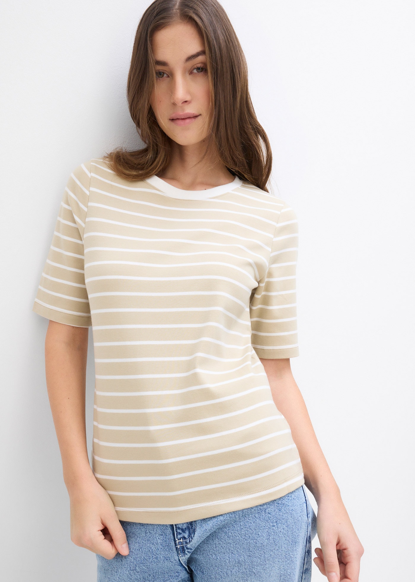 bonprix T-Shirt Halbarm, aus reiner Baumwolle