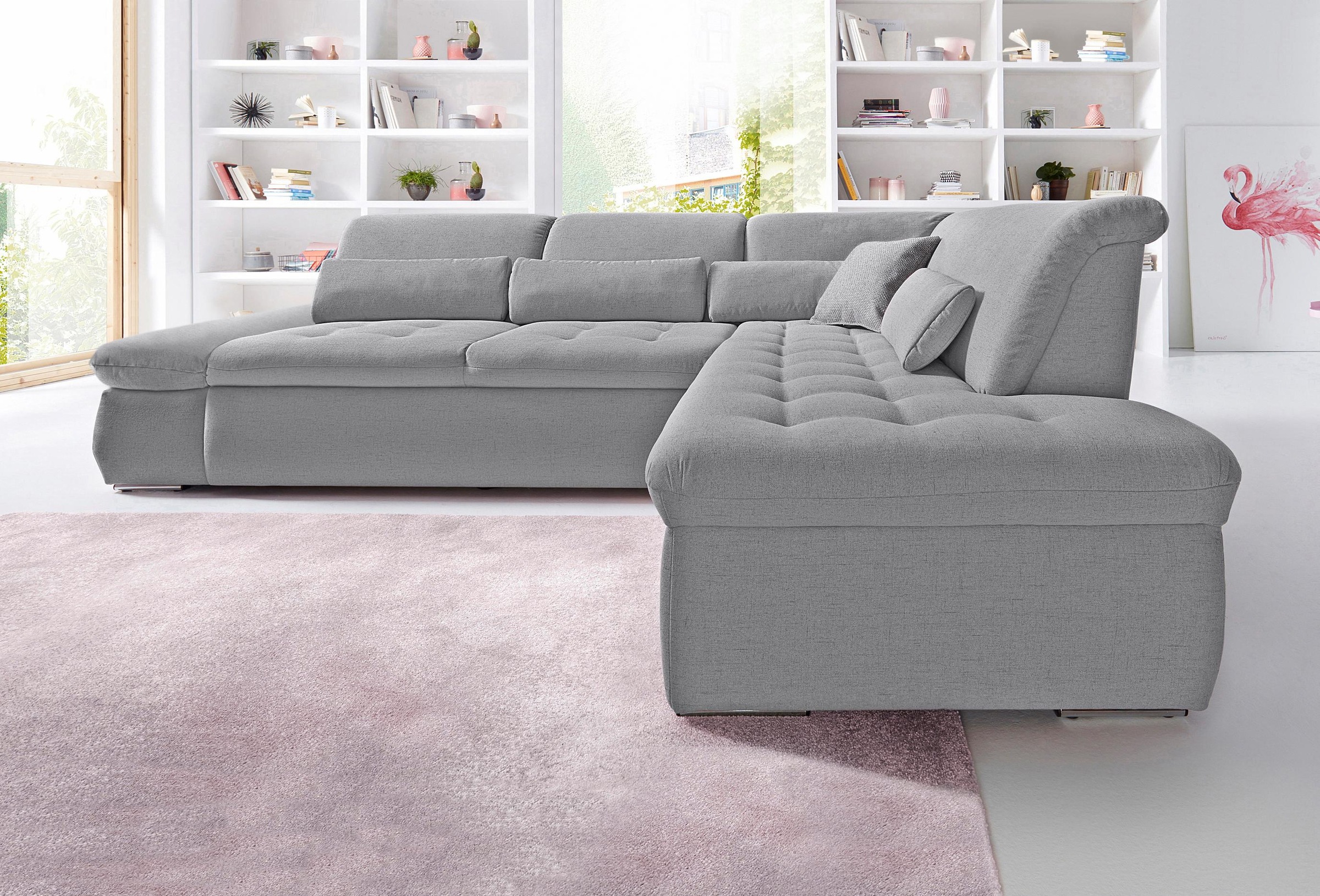 DOMO collection Ecksofa Aldo Top, mit Ottomane, wahlweise mit Bettfunktion