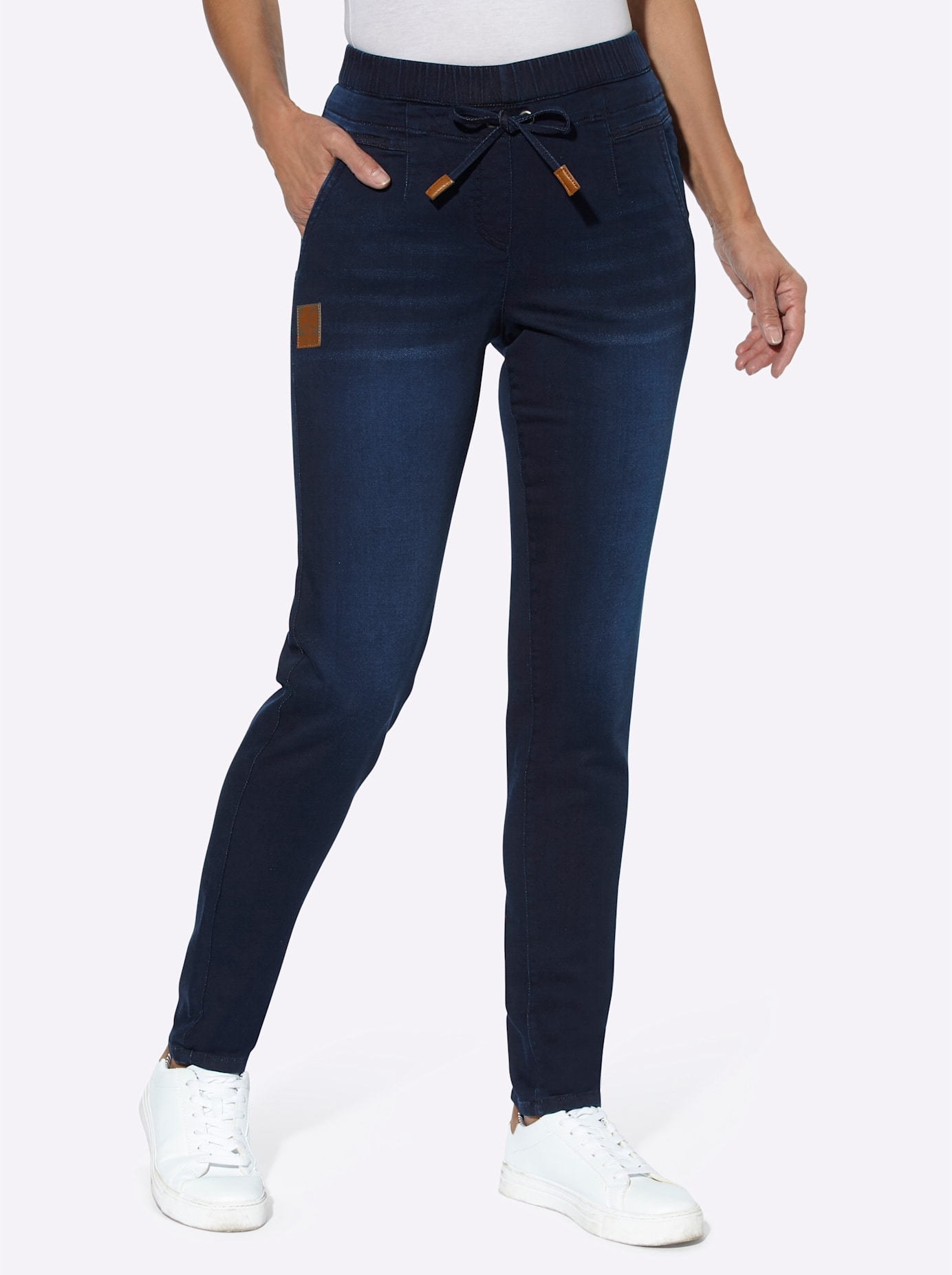 Damen Jogg Pants, blau, Gr. 42, unifarben, 99% Baumwolle, 1% Elasthan, Jeans