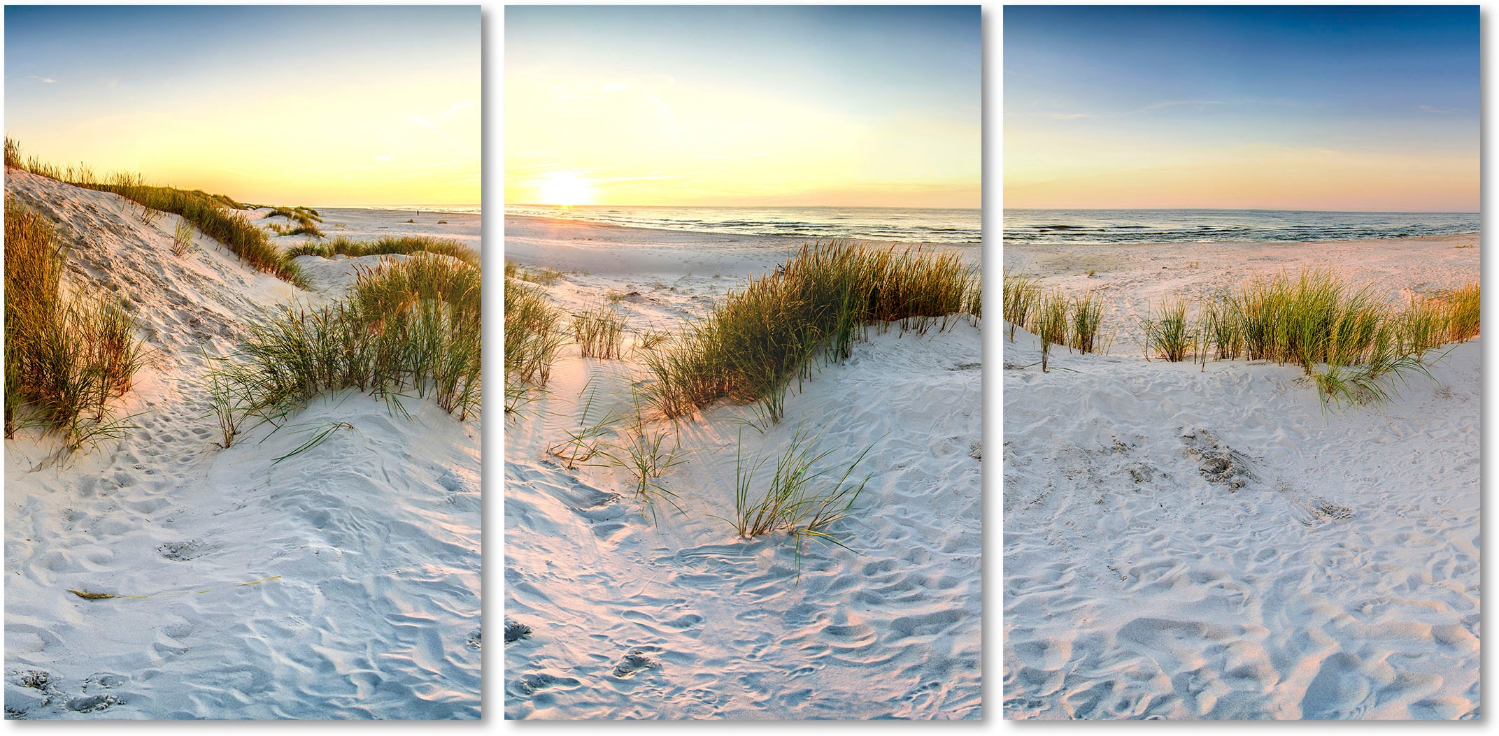 queence Acrylglasbild "Sunset Beach 3-teilig", Strand-Meer-Meer Bilder-Himm günstig online kaufen