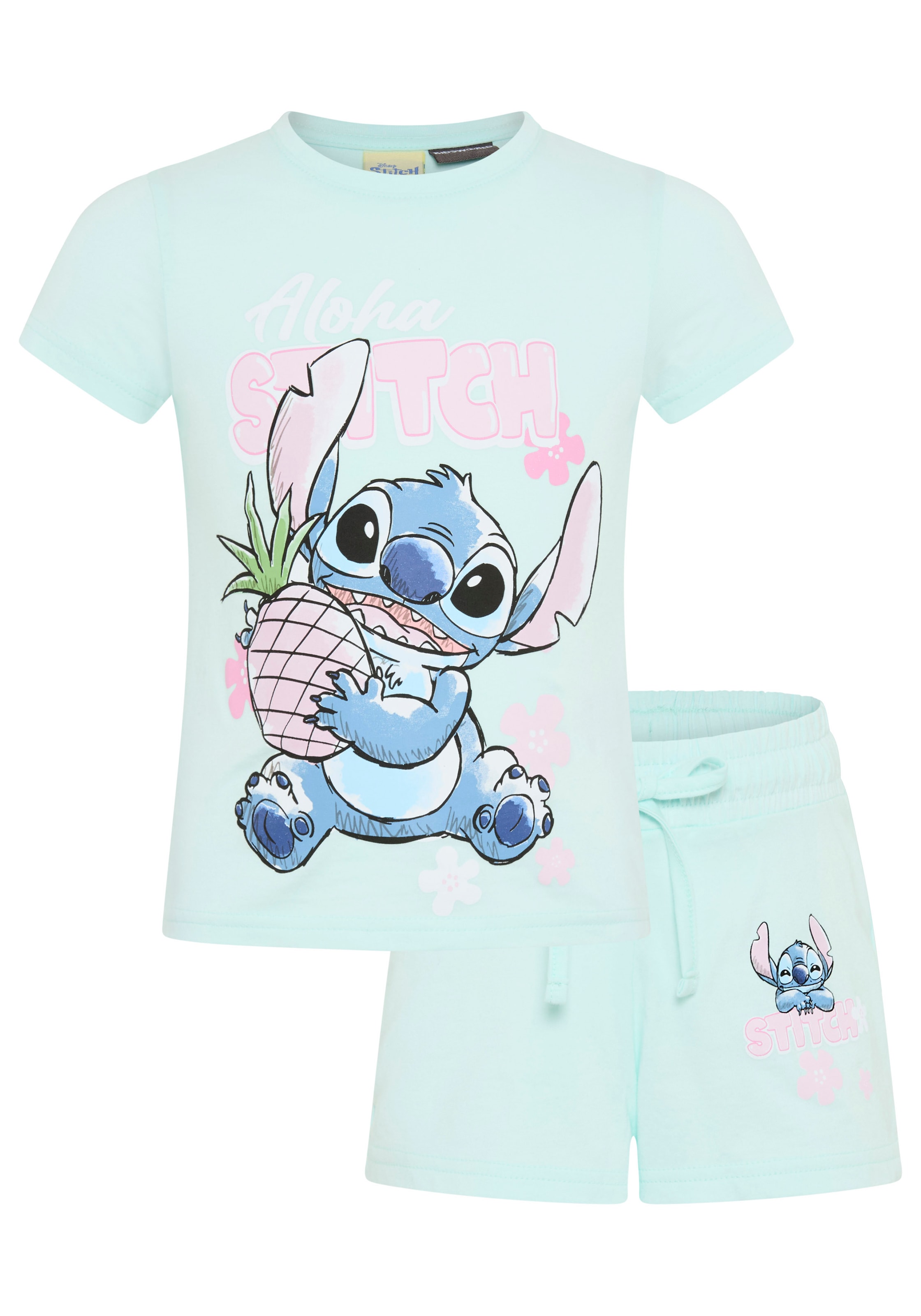 KIDSWORLD Shirt & Shorts »STITCH 2tlg. Set von Disney« Set, 2 tlg. verschiedene Größen, bedrucktes Design, aus Baumwolle