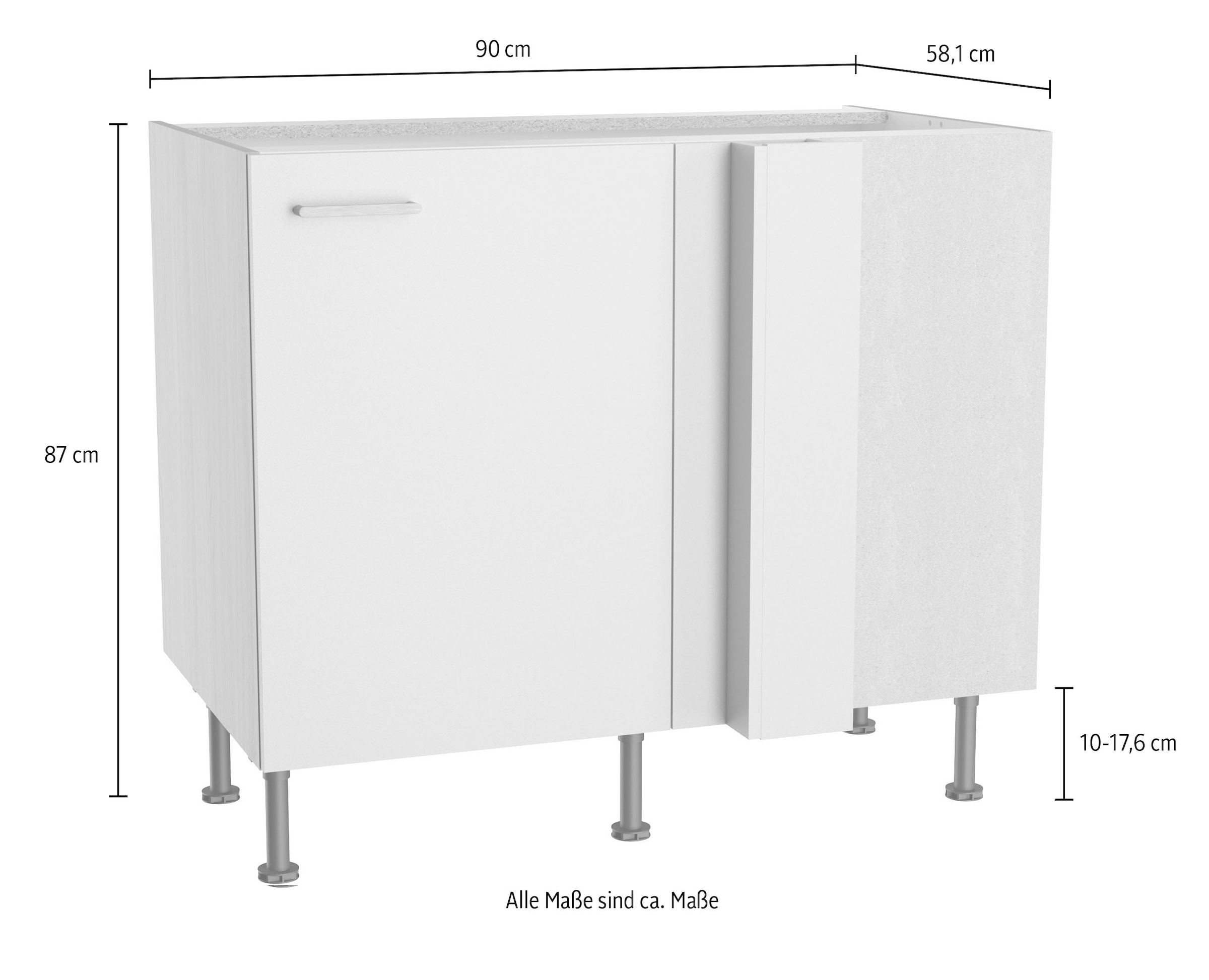 KOCHSTATION Eckunterschrank »KS-Lucy« Breite 100 cm, mit  1 Tür, Soft-Close, höhenverstellbare Füße