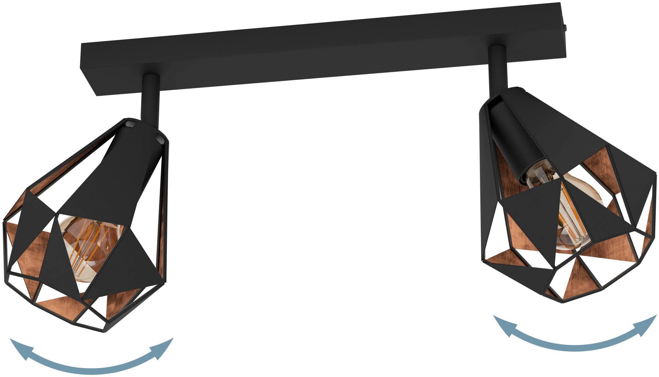 EGLO Deckenleuchte »Carlton 7 Deckenlampe, stahl, Vintage, Industrial Retro, E27, Lampe« E27 1 Stk. CARLTON 7 - Schwarz, Kupfer - L42 x B16 x H25,5 cm - IP20