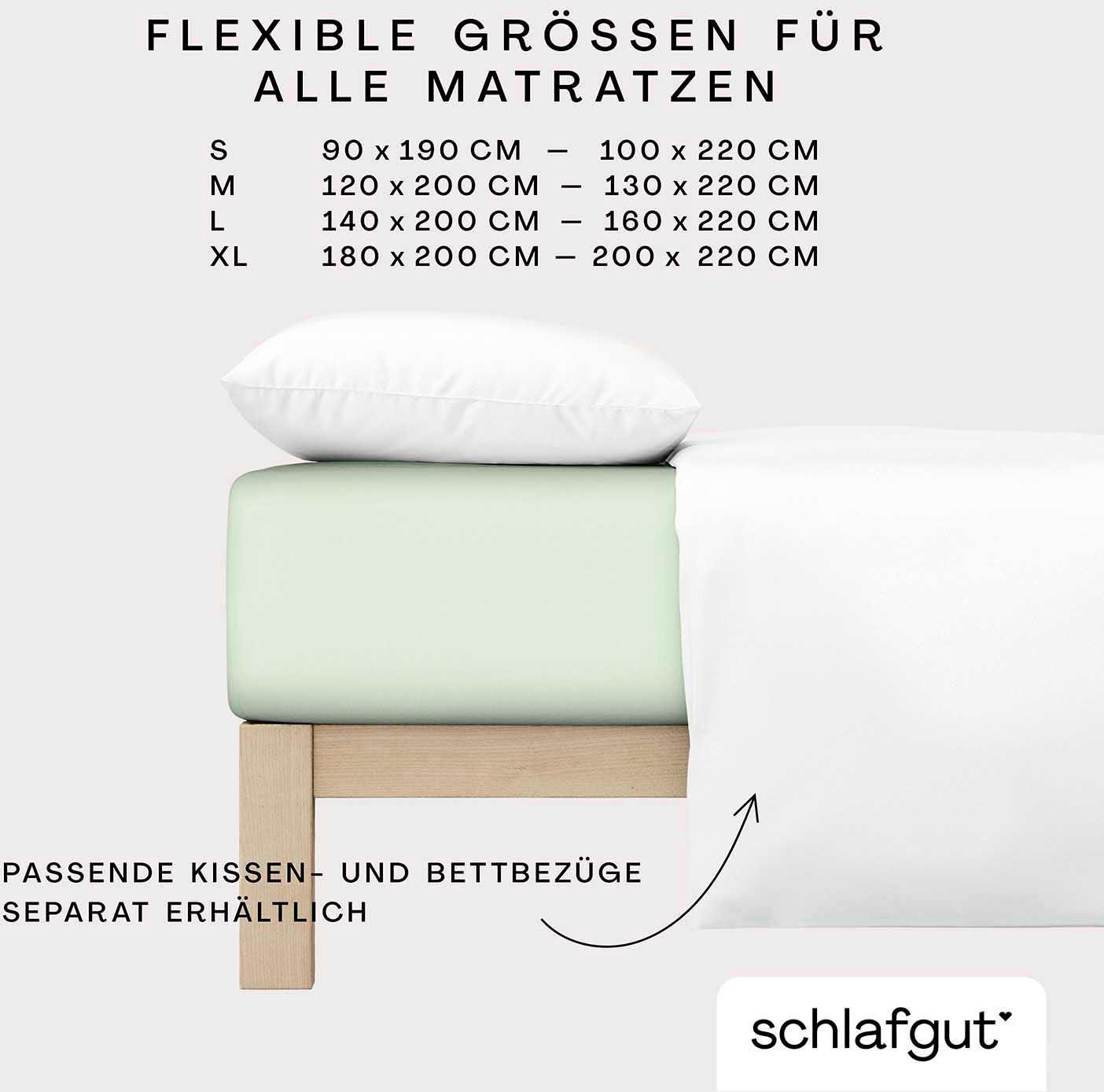 Schlafgut Spannbettlaken »PURE Bio-Baumwolle mit Elasthan, dehnbar blickdicht, straff, Bettlaken«, Laken für Matratzen bis 30cm Höhe, in 90x200, 140x200 oder 180x200 cm