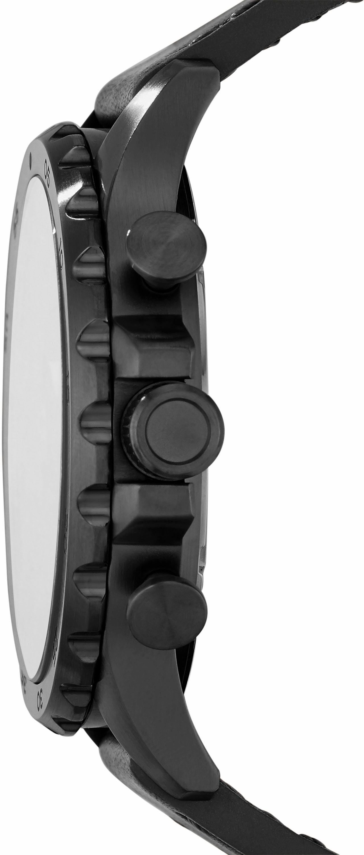 Fossil Chronograph »NATE«, Quarzuhr, Armbanduhr, Herrenuhr, Stoppfunktion, Lederarmband, Datum