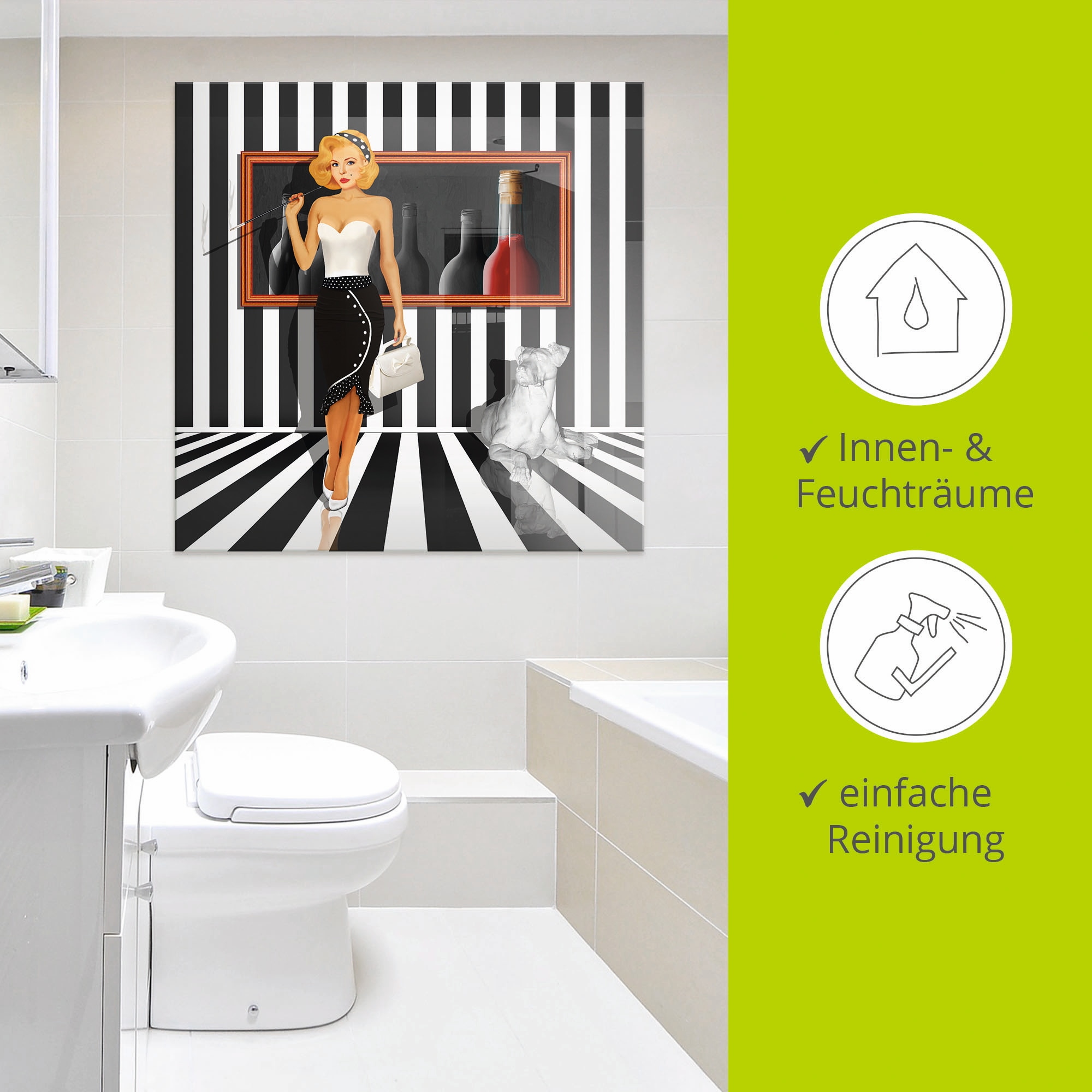Artland Glasbild »Das Damenquartett 4 Schwarz-Weiss«, Frau, (1 St.), in verschiedenen Größen