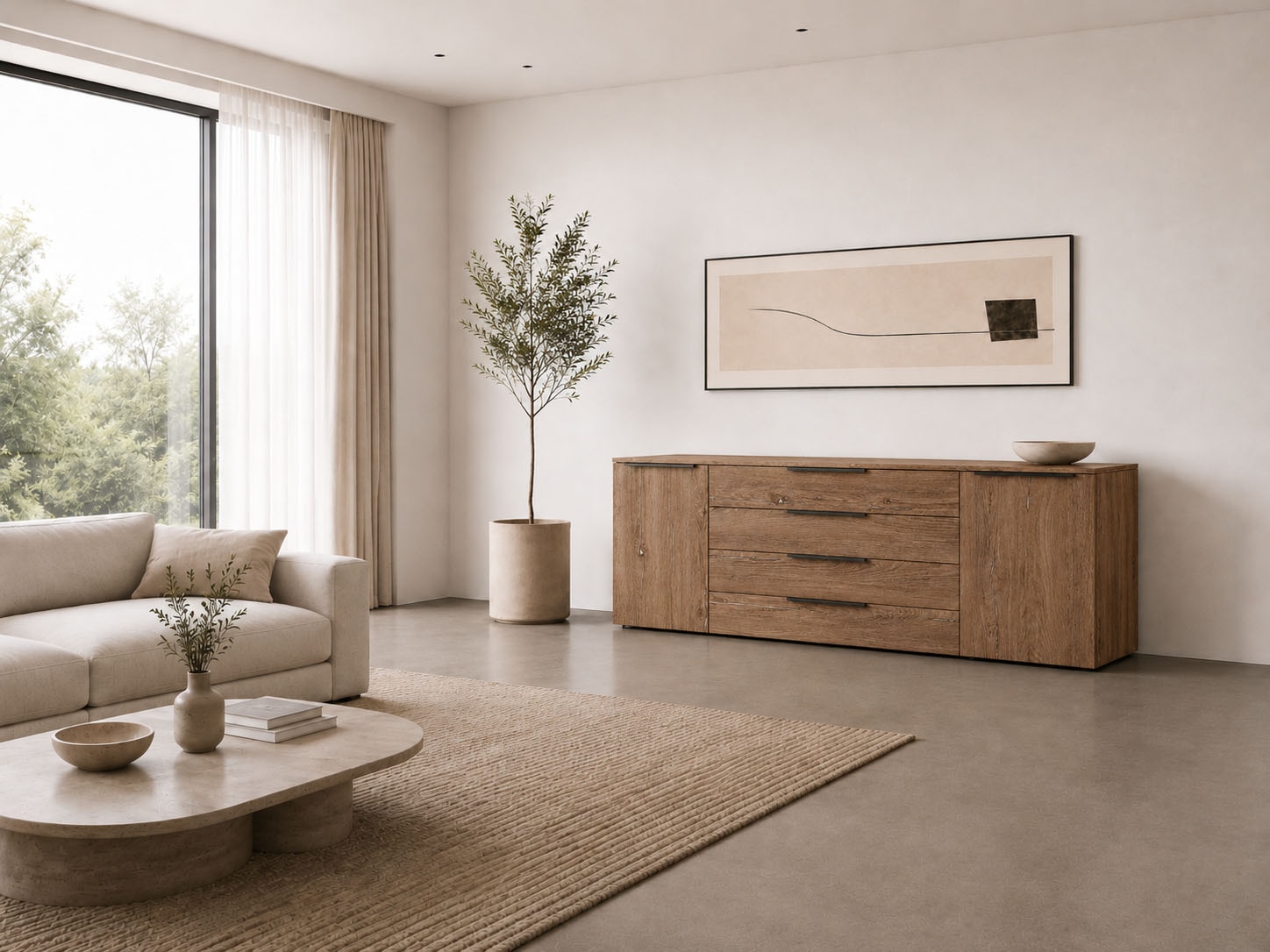 borchardt Möbel Sideboard »Tom, moderne Kommode mit Metallgriffen, 200cm breit« 2 Türen, 3 Schubfächer, Metallgriffe anthrazit