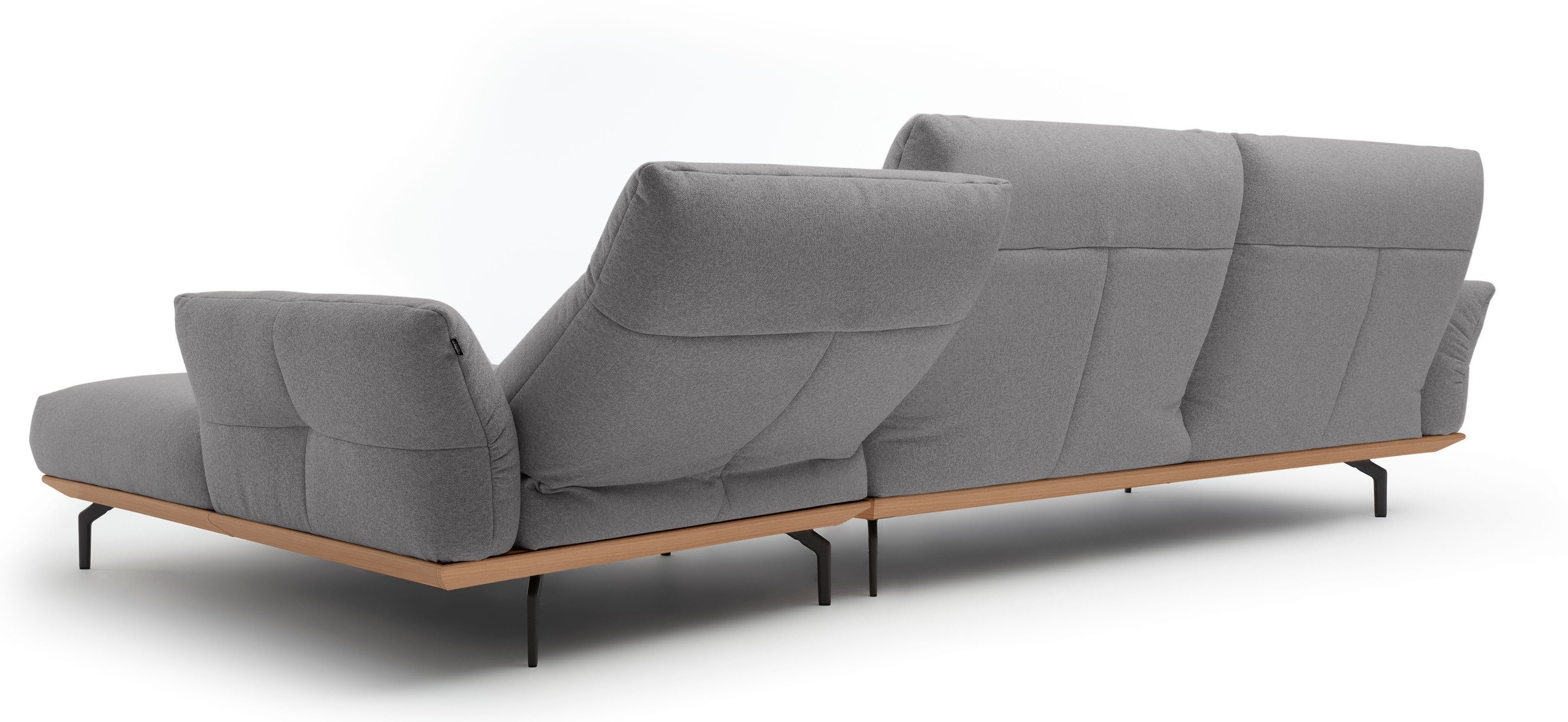 Creation BY ROLF BENZ Ecksofa »CR.460«, Sockel in Eiche, Winkelfüße in Umbragrau, Breite 338 cm