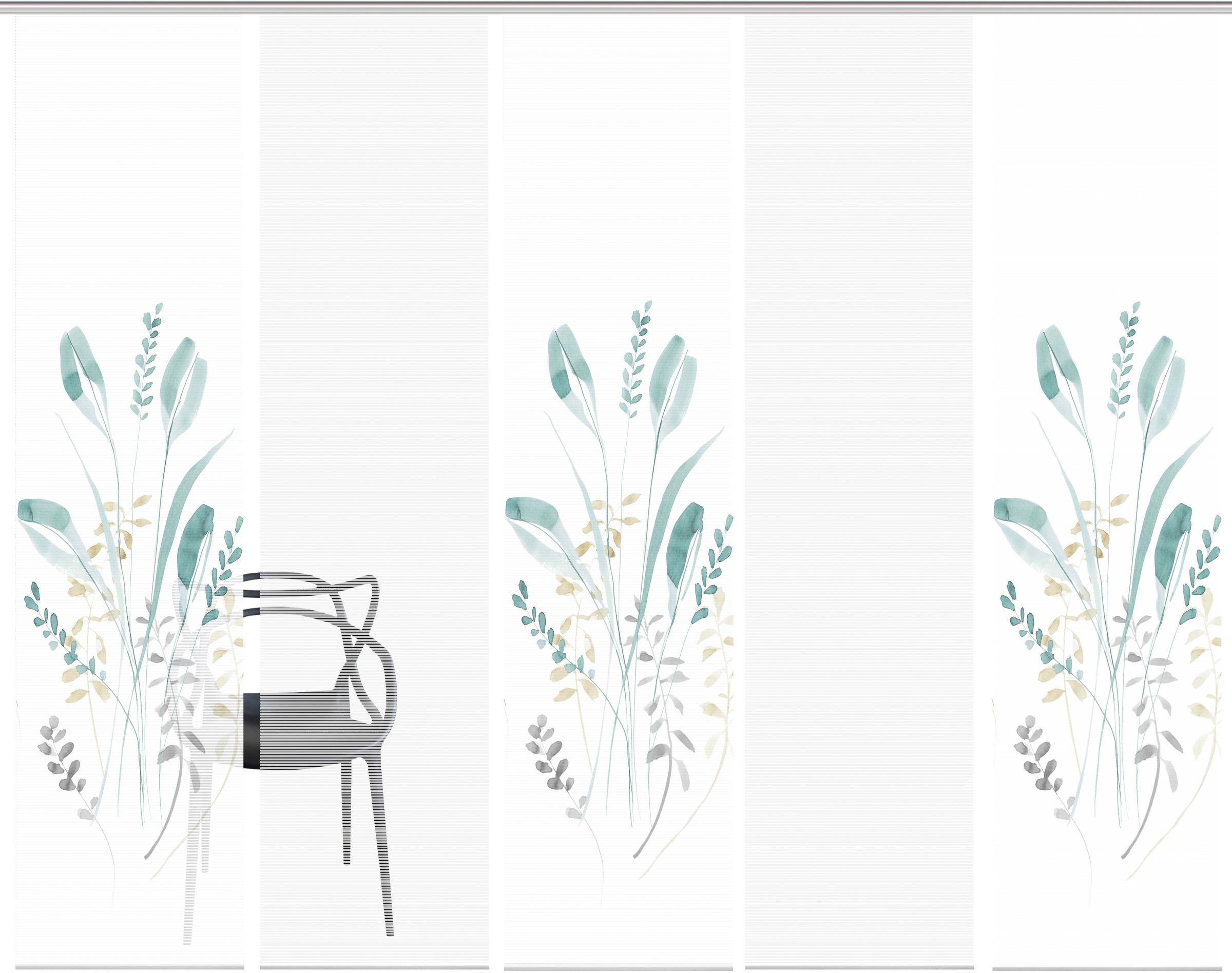 Vision S Schiebegardine "AYENE 5er SET" Paneelwagen 5 Stk. tlg. Schiebevorh günstig online kaufen