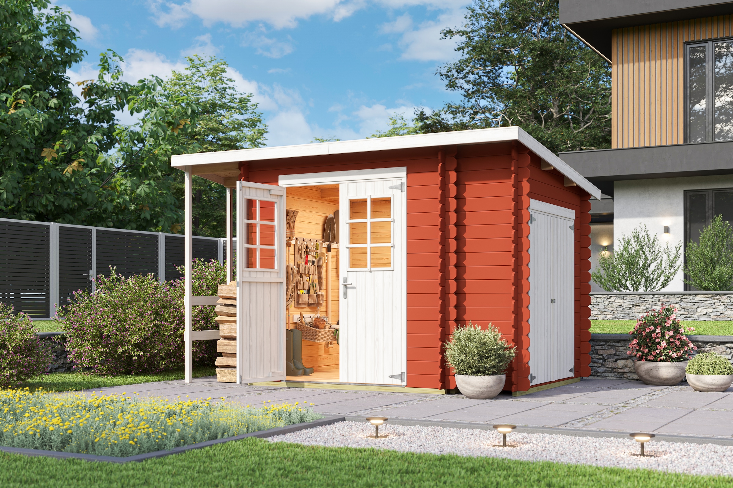 Nordic Holz Gartenhaus "Vilano 3", mit 3 getrennten Bereiche günstig online kaufen