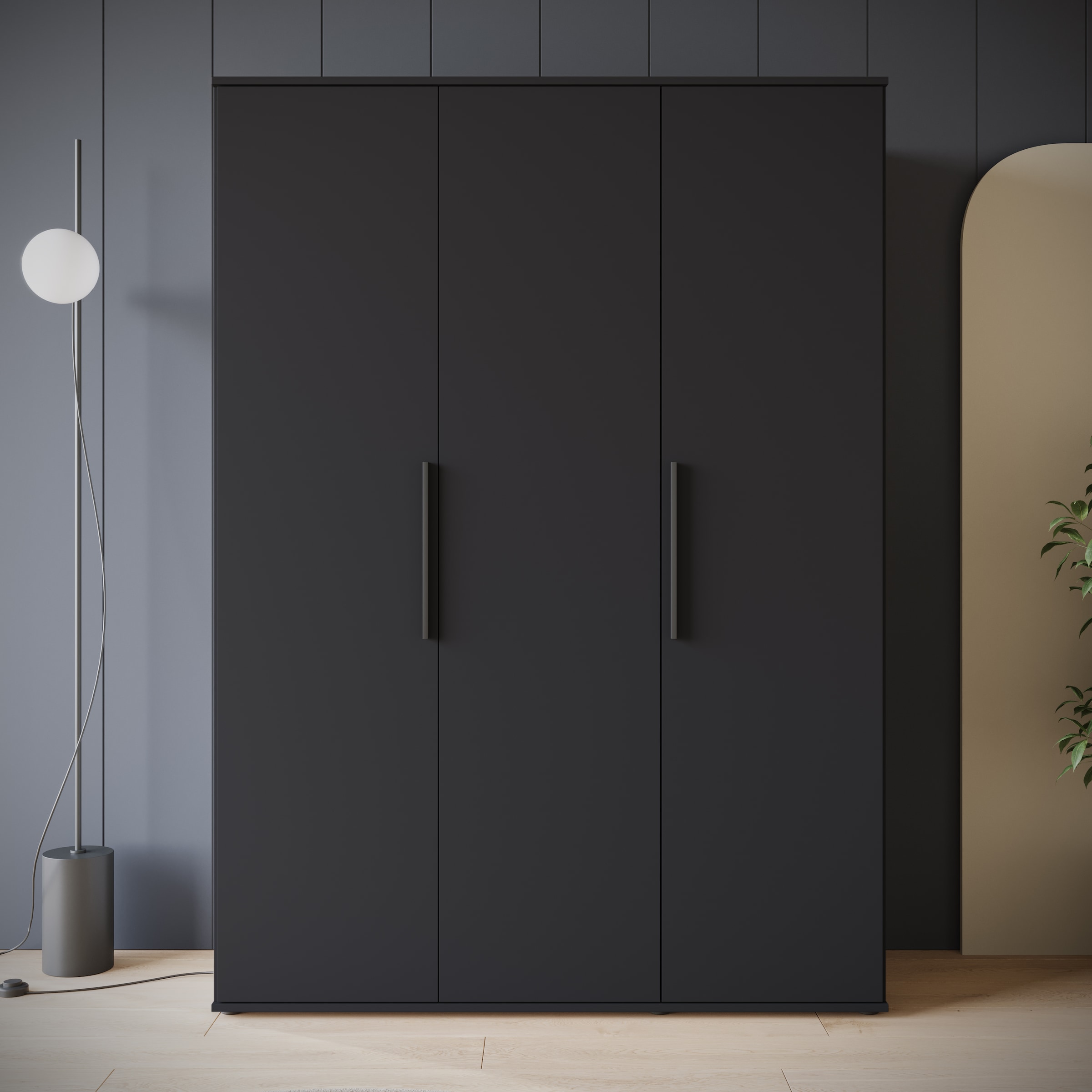 INOSIGN Kleiderschrank »LAGOS Wäscheschrank, Garderobe, schwarze Griffe, Made in Europe«, Moderner Drehtürenschrank, FSC-zertifiziert, Schlafzimmerschrank