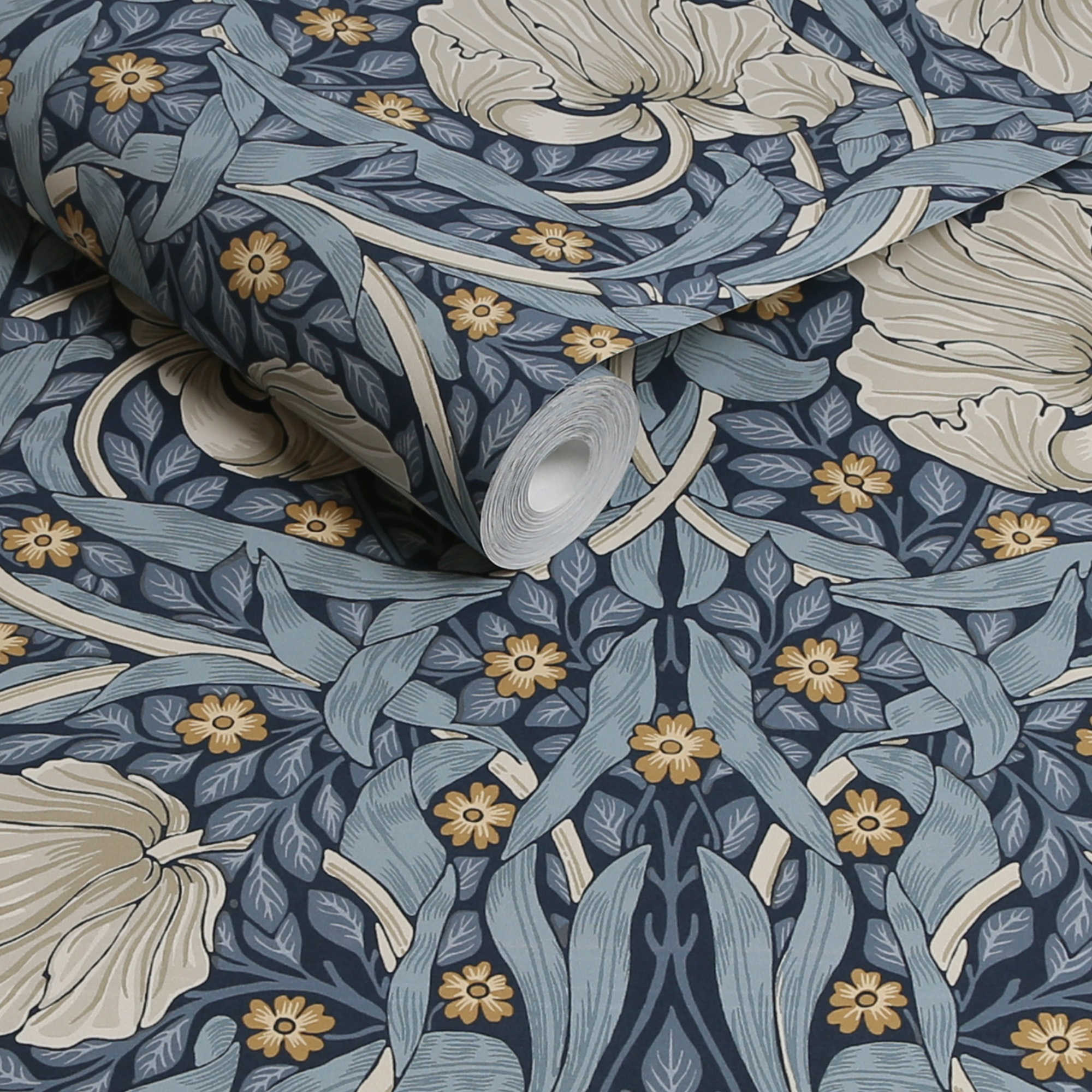 William Morris At Home - Papier peint intissé William Morris Pimpernel Blue 1005 x 52cm Bleu
