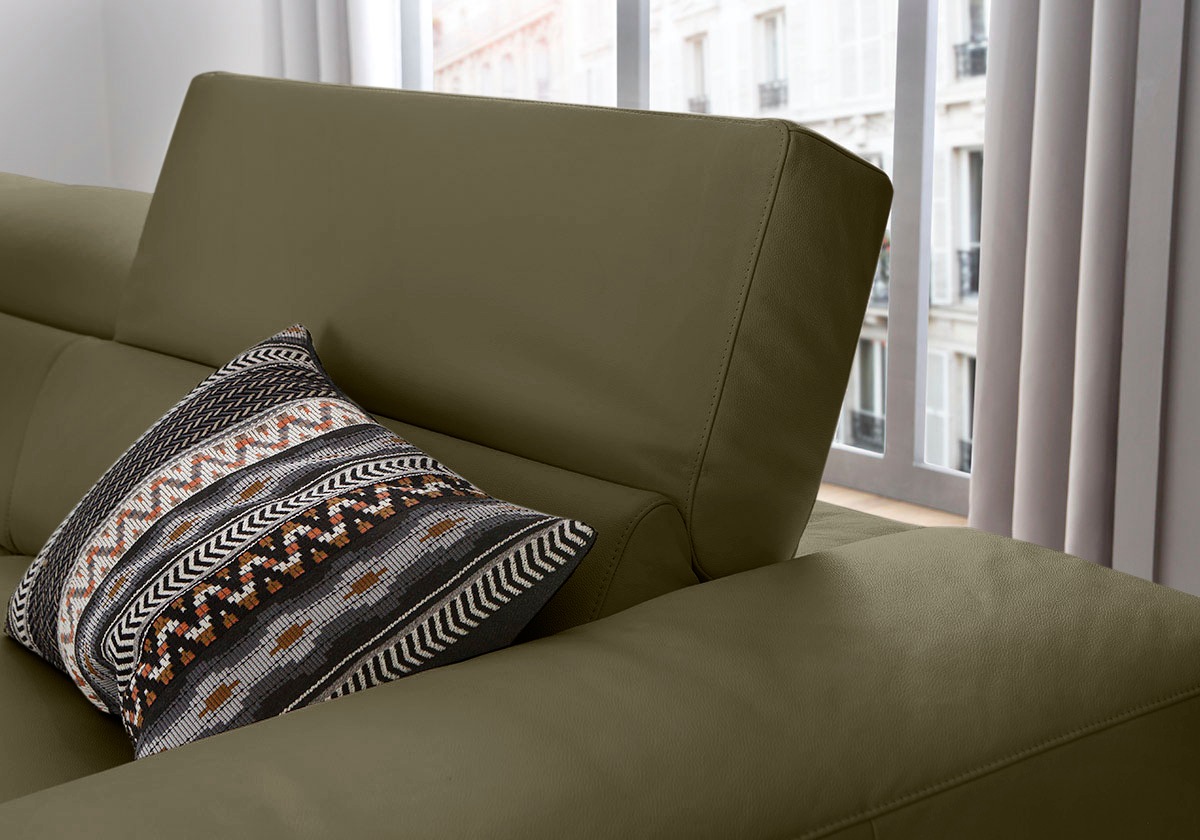 W.SCHILLIG Ecksofa »piedroo, Designsofa mit tollem Sitzkomfort, L-Form«, Kopfteilverstellung, wahlweise mit Sitztiefenverstellung, Breite 303cm