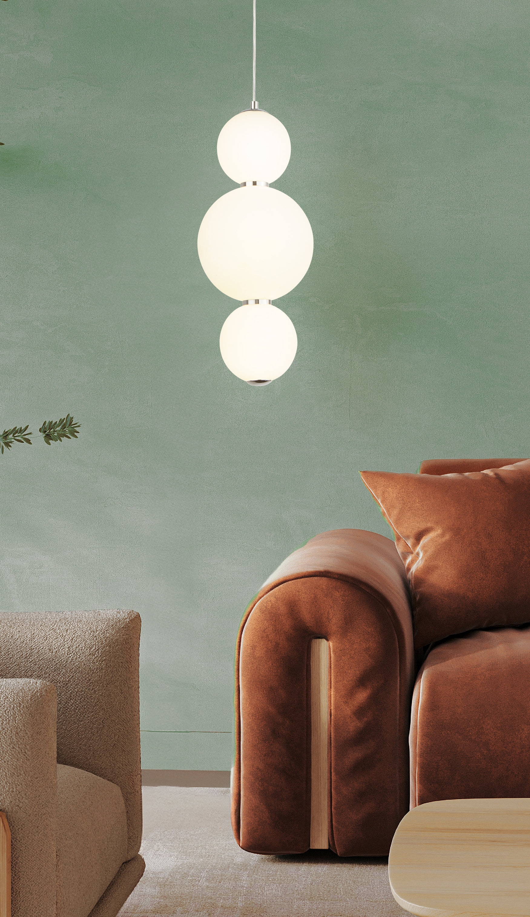 Searchlight Pendelleuchte »Snowball 3Lt Leuchte - Chrommetall & Opalglas« LED-Modul 1 Stk.