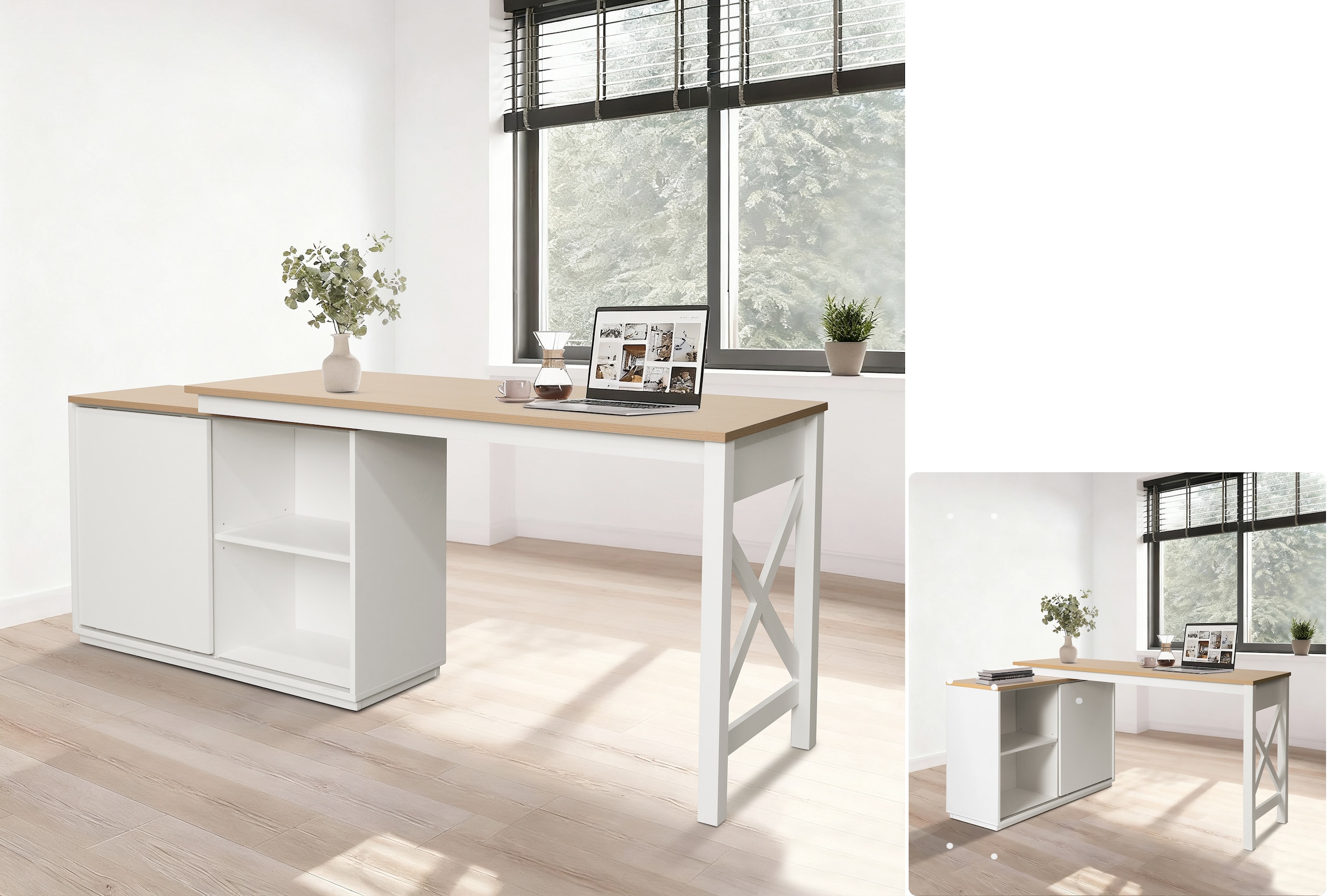 OTTO home Eckschreibtisch "SILBA" mit Schiebetür, Breite: 140 cm, auch als günstig online kaufen