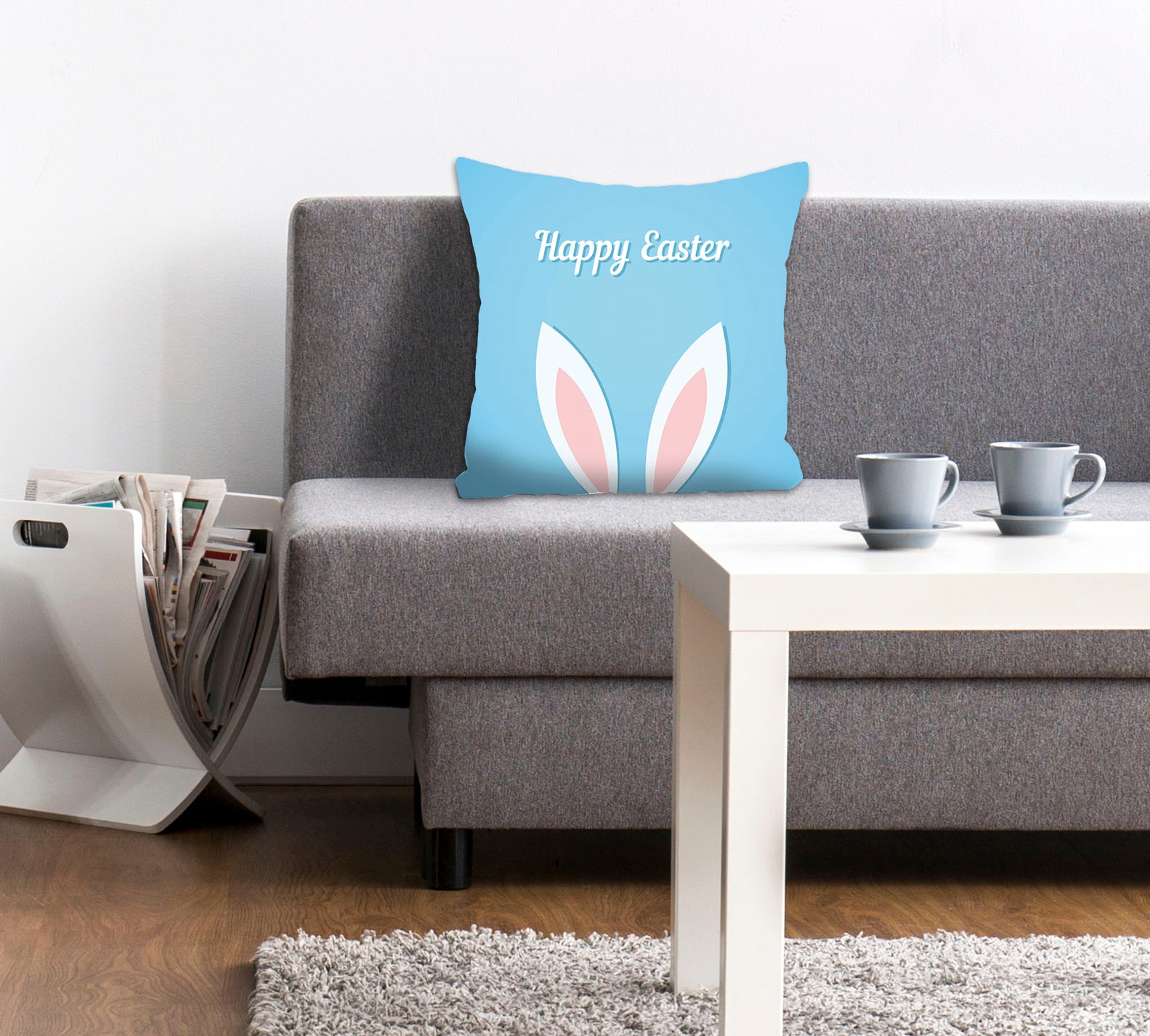 queence Dekokissen "Happy Easter blue" mit einem österlichen Schriftzug günstig online kaufen