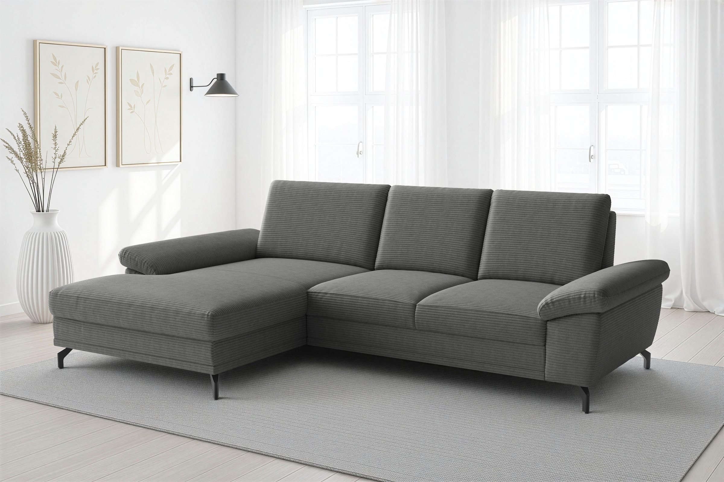 sit&more Ecksofa "Chelsea L-Form, B: 264 cm, Armteil- & Sitztiefenverstellung" optional Schlaffunktion und Bettkasten