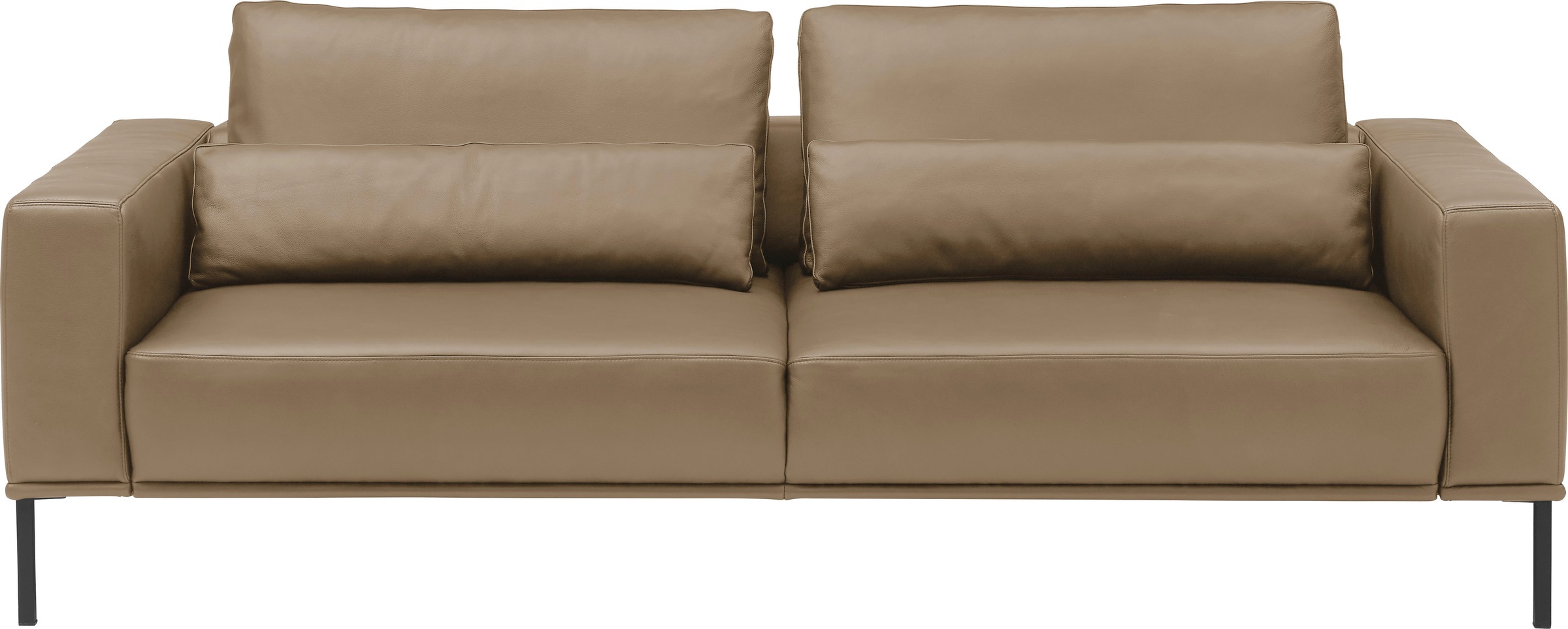 Musterring 3-Sitzer "JustBPM100, 222 cm breit, aus hochwertigem Leder" wahlweise mit Nierenkissen und mot. Sitzauszug, Metallfuß in schwarz