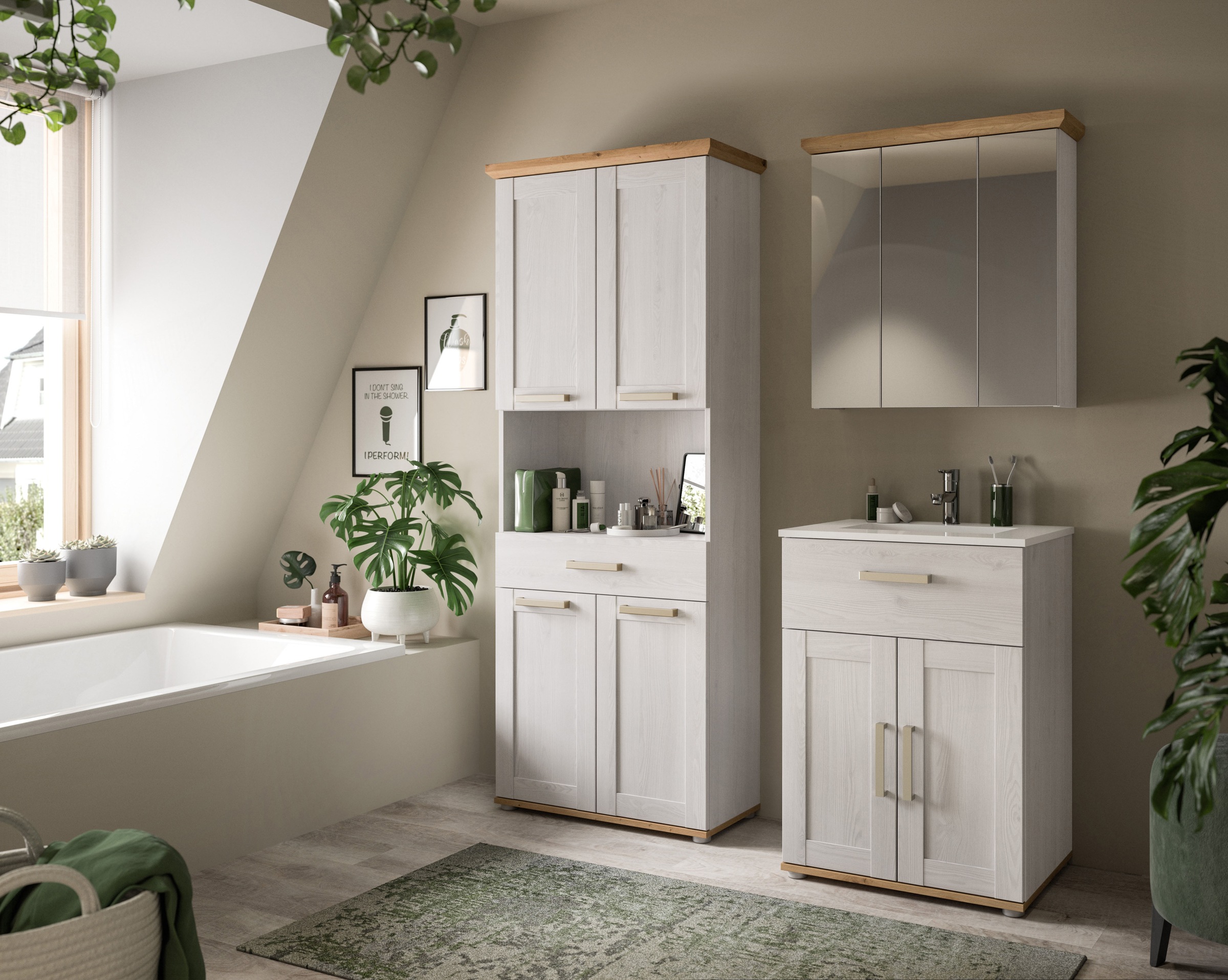 welltime Waschtisch »COSENZA« Waschtisch inkl. Keramik-Waschbecken, 2 Stk. tlg. Waschtisch inkl. Waschbecken, Badezimmer, Bad, Waschtisch